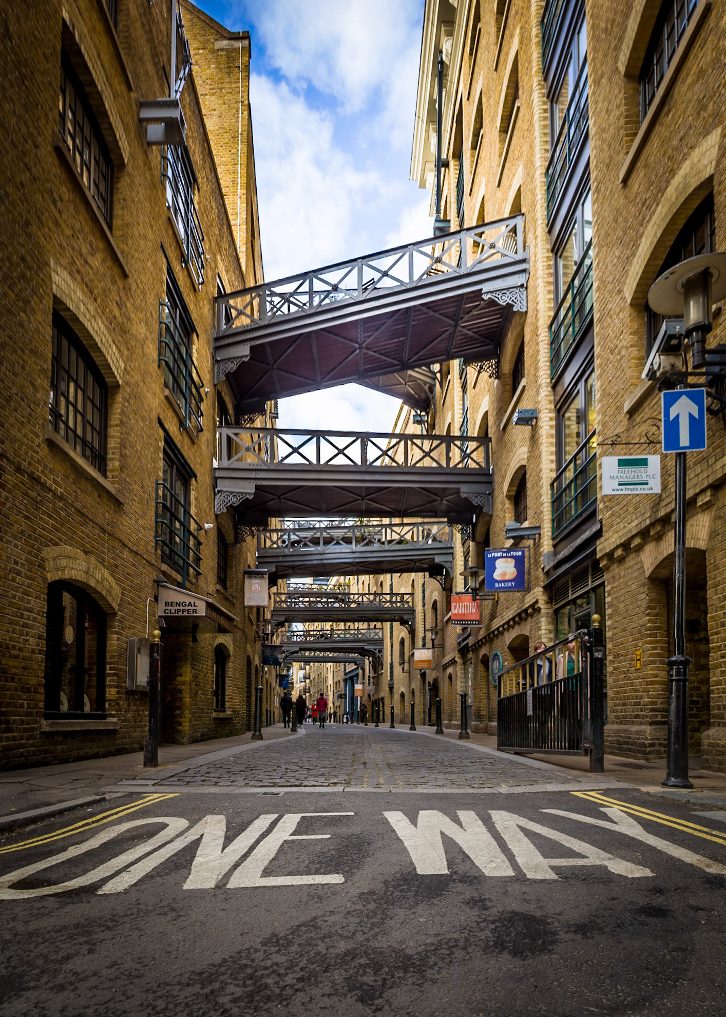 Shad Thames is located across the Thames from my office and I discovered it whilst searching online for old cobbled streets a few weeks back.  On the day this was captured I encountered an Injured fox, after calling the RSPCA and them turning up an hour later I had hoped that I had an image I could use of the fox.  As it turns out I didn't manage to capture anything I could use :(  This is actually a stitched vertical panorama as my 24lens just wasn't wide enough for me to get the shot that I wanted.