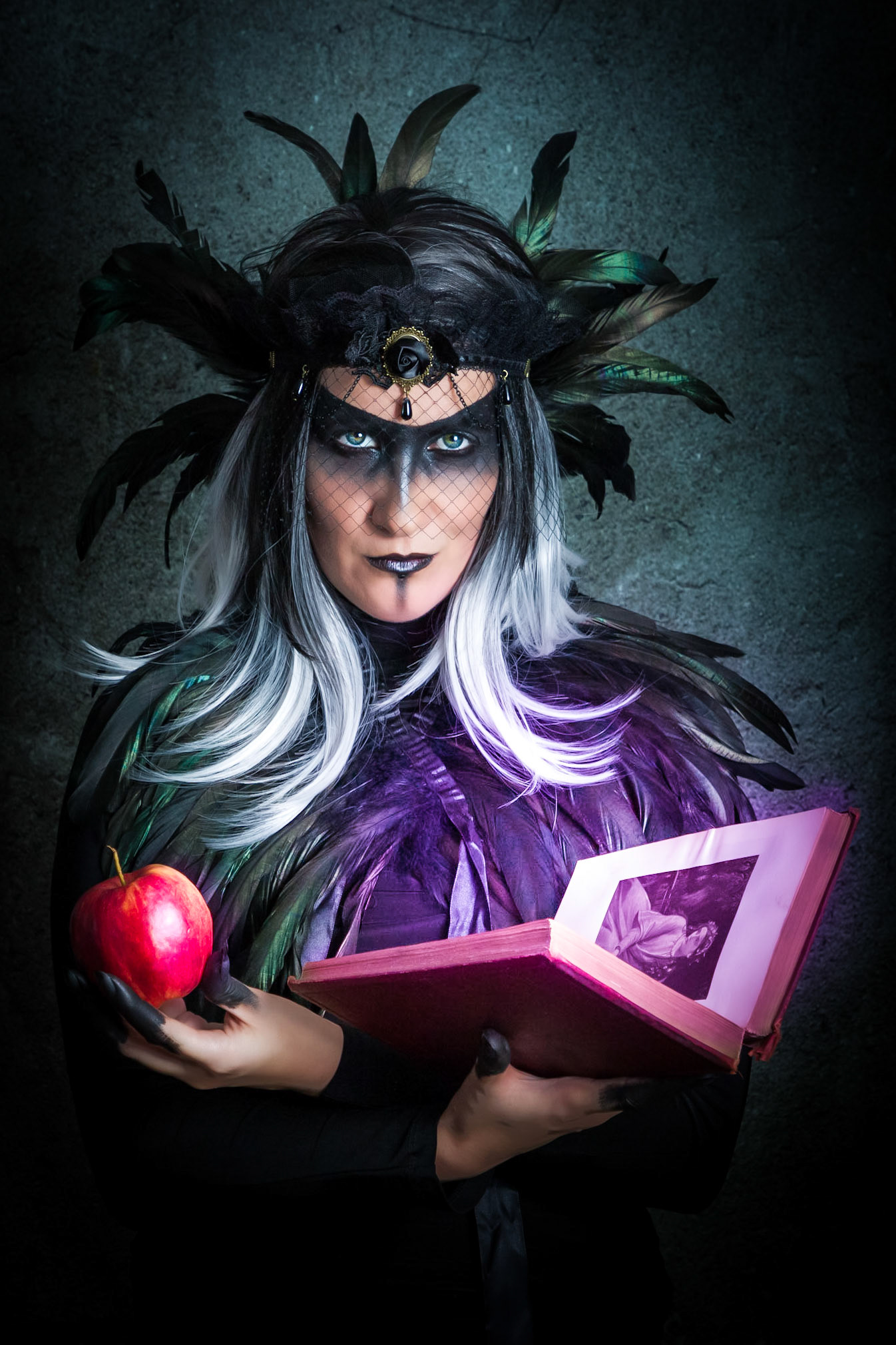 Last of the 4 images for the subject "Whats the story" where I opted to have characters from popular stories reading their own book.  This image is the evil queen from snow white.