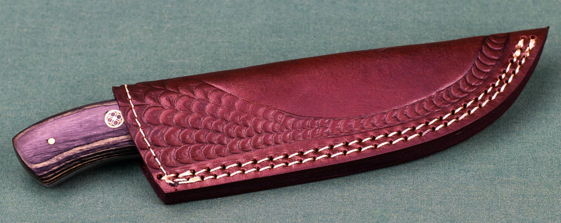 Knife with Sheath - damascus steel blade