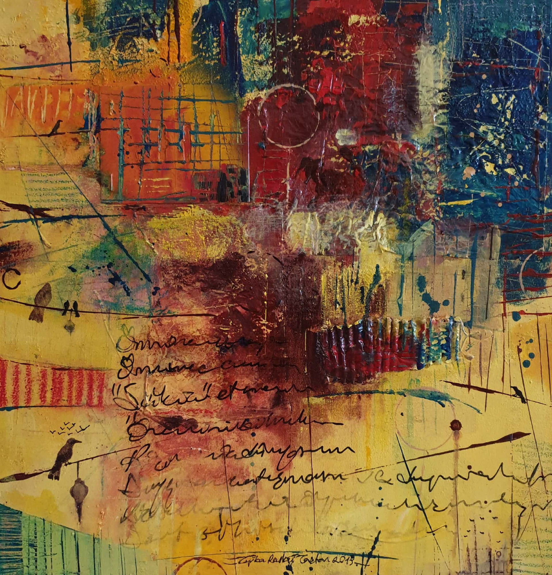 Composition 12, 2019, 50x50 cm, Mixed Media on Canvas