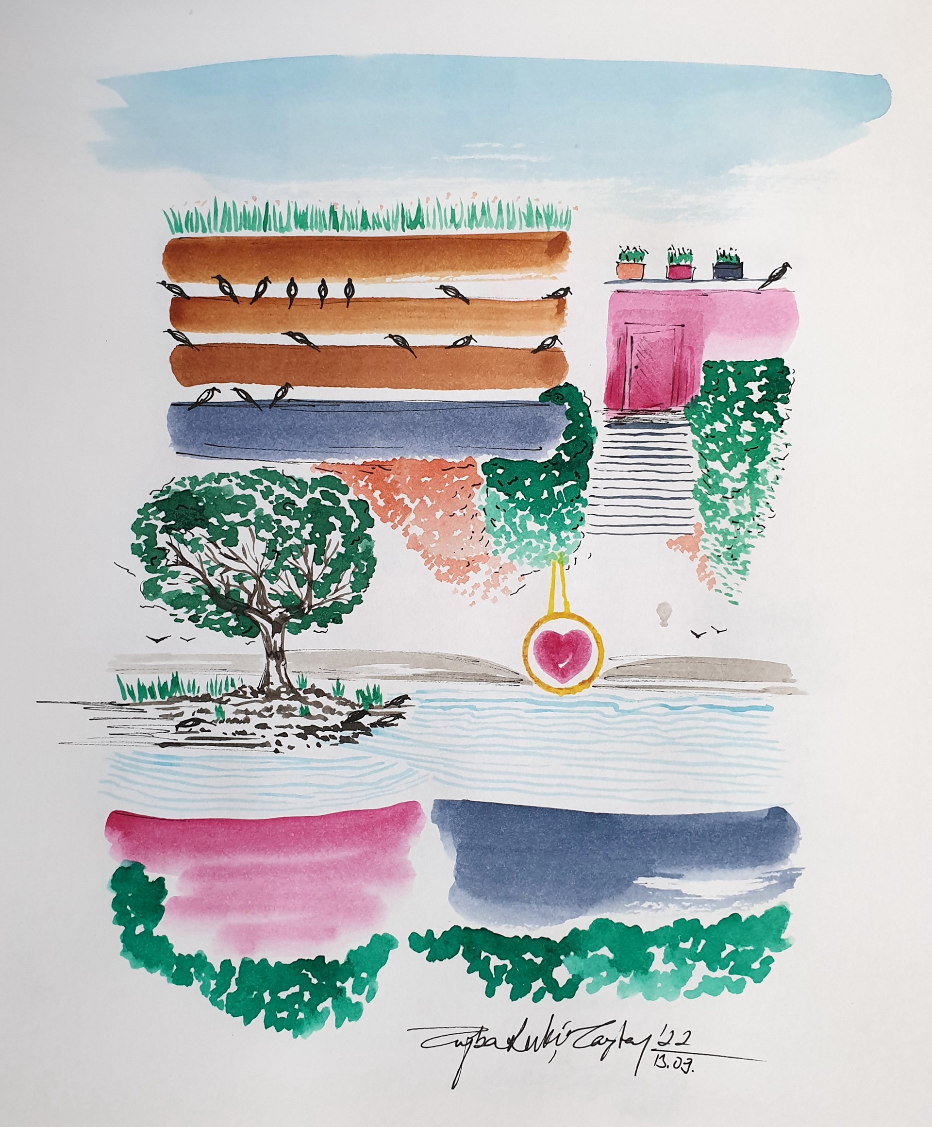 Sketchbook, Composition No: 45, 2022, Mixed media on paper