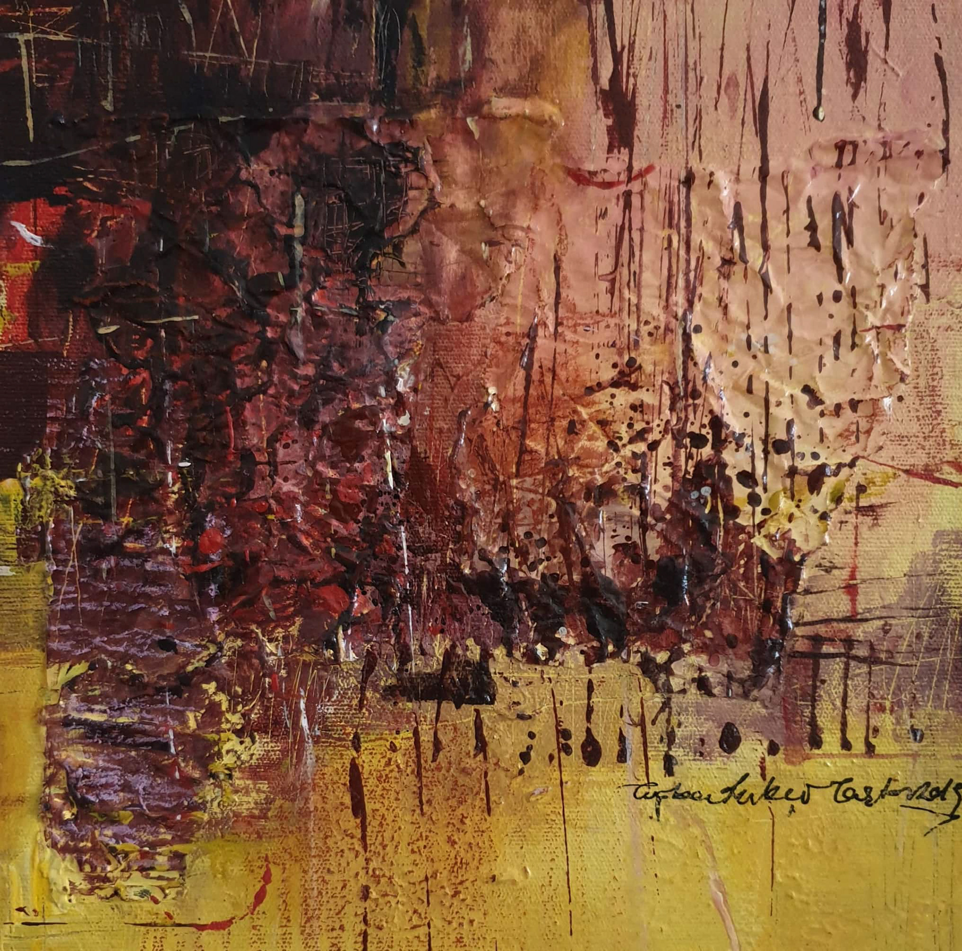 Composition 12, 2019, 25x25 cm, Mixed Media on Canvas, Private Collection