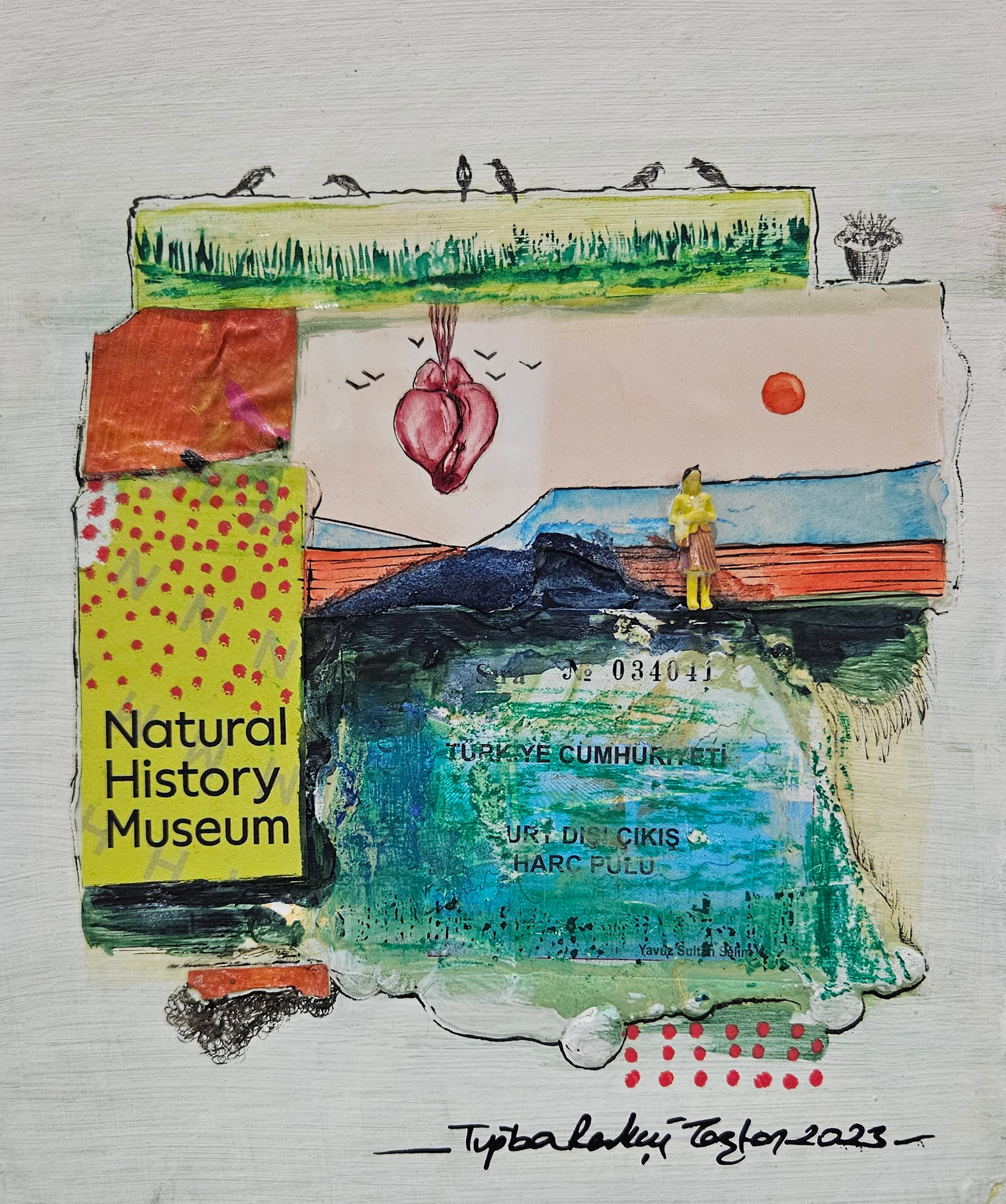 Composition No: 50, 2023, Mixed media on cardboard