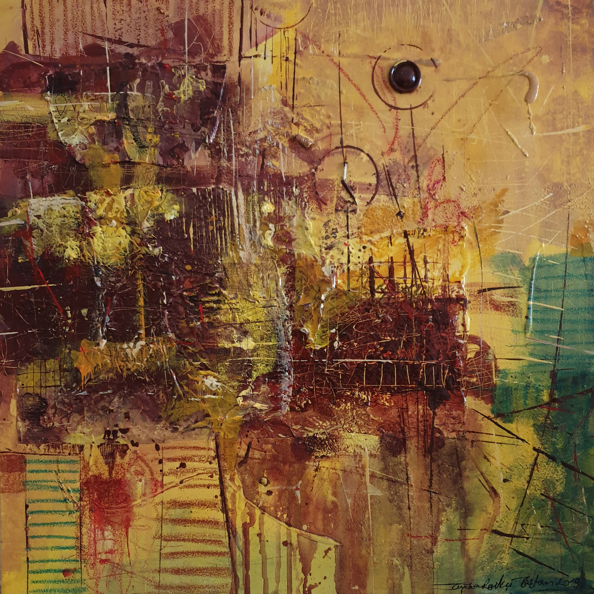 Composition 6, 2019, 50x50 cm, Mixed Media on Canvas