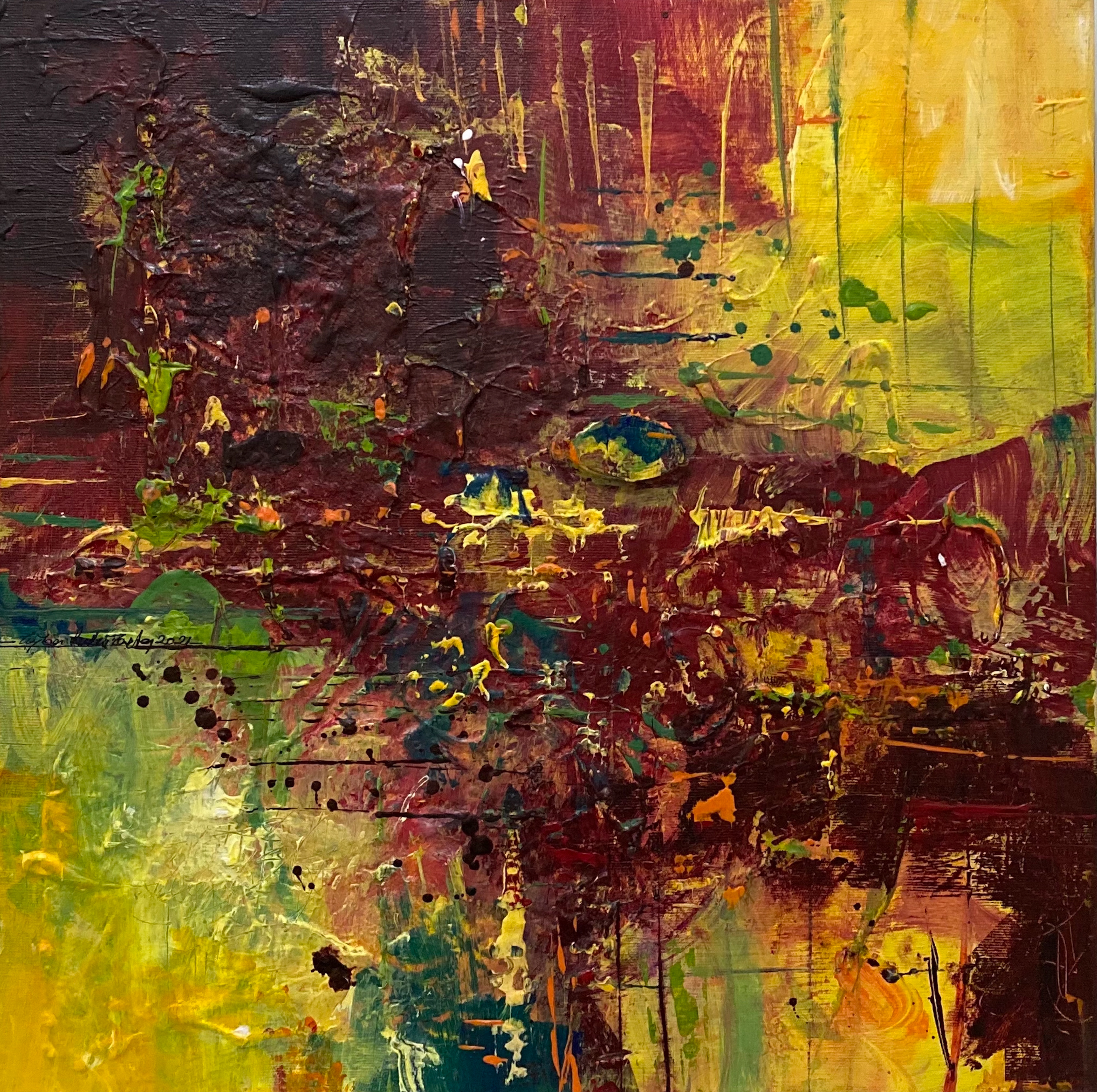 Composition 16, 2021, Mixed Media on Canvas, 45x45 cm