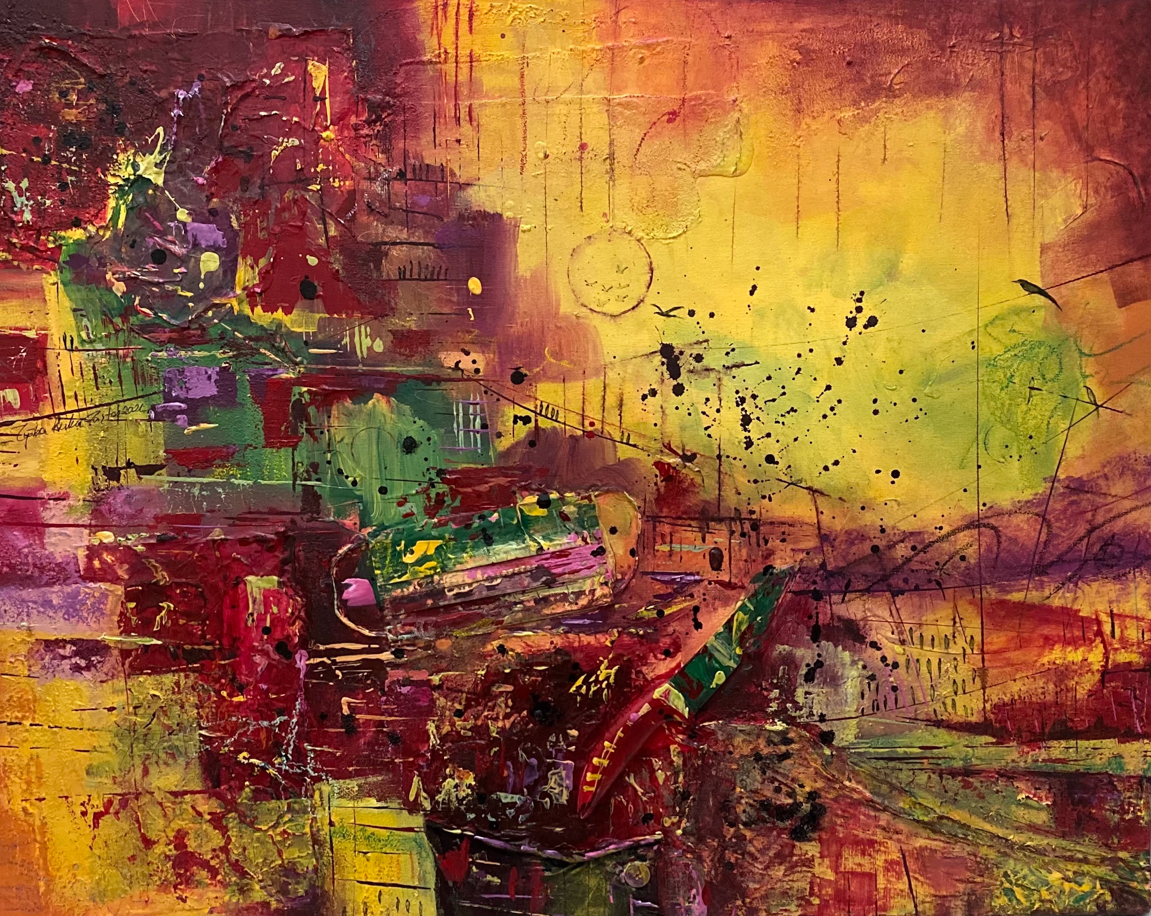 Composition 7, 2021, Mixed Media on Canvas, 73x92 cm