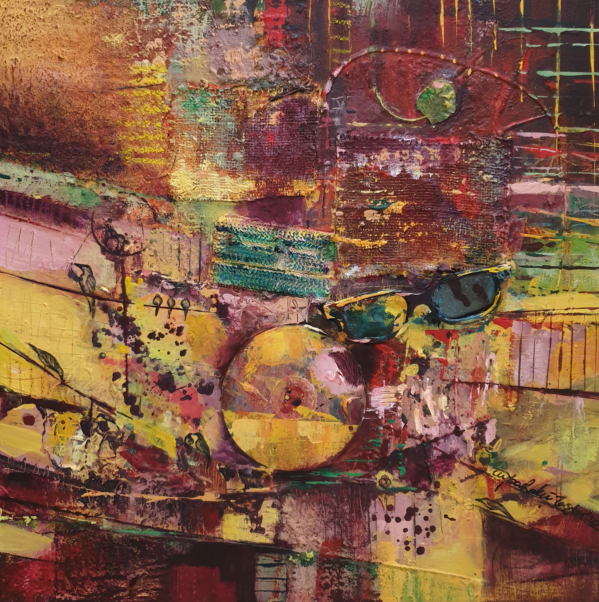 Composition 19, 2020, 50x50 cm, Mixed Media on Canvas, Private Collection