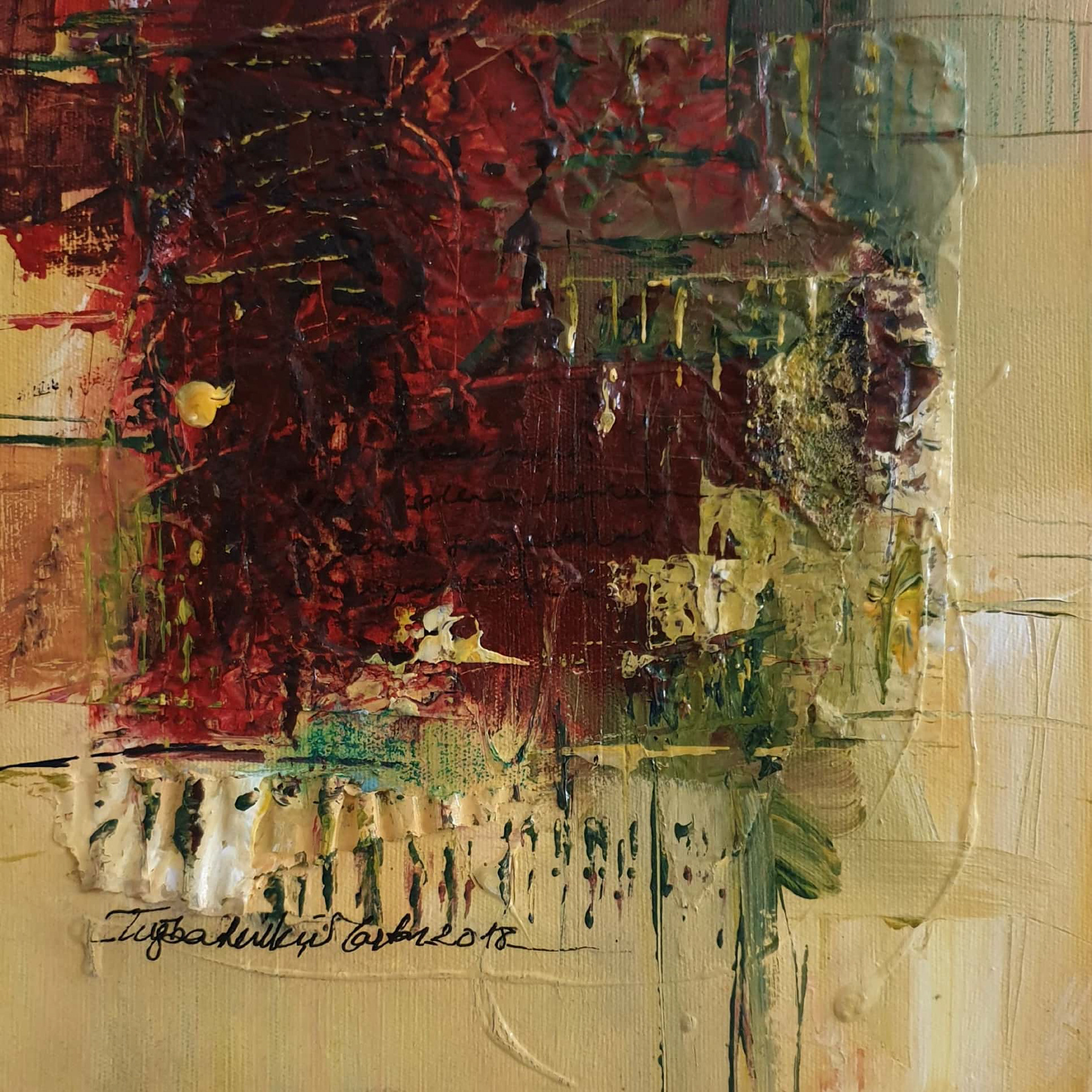 Composition 4, 2018, 50x50 cm, Mixed Media on Canvas, Private Collection