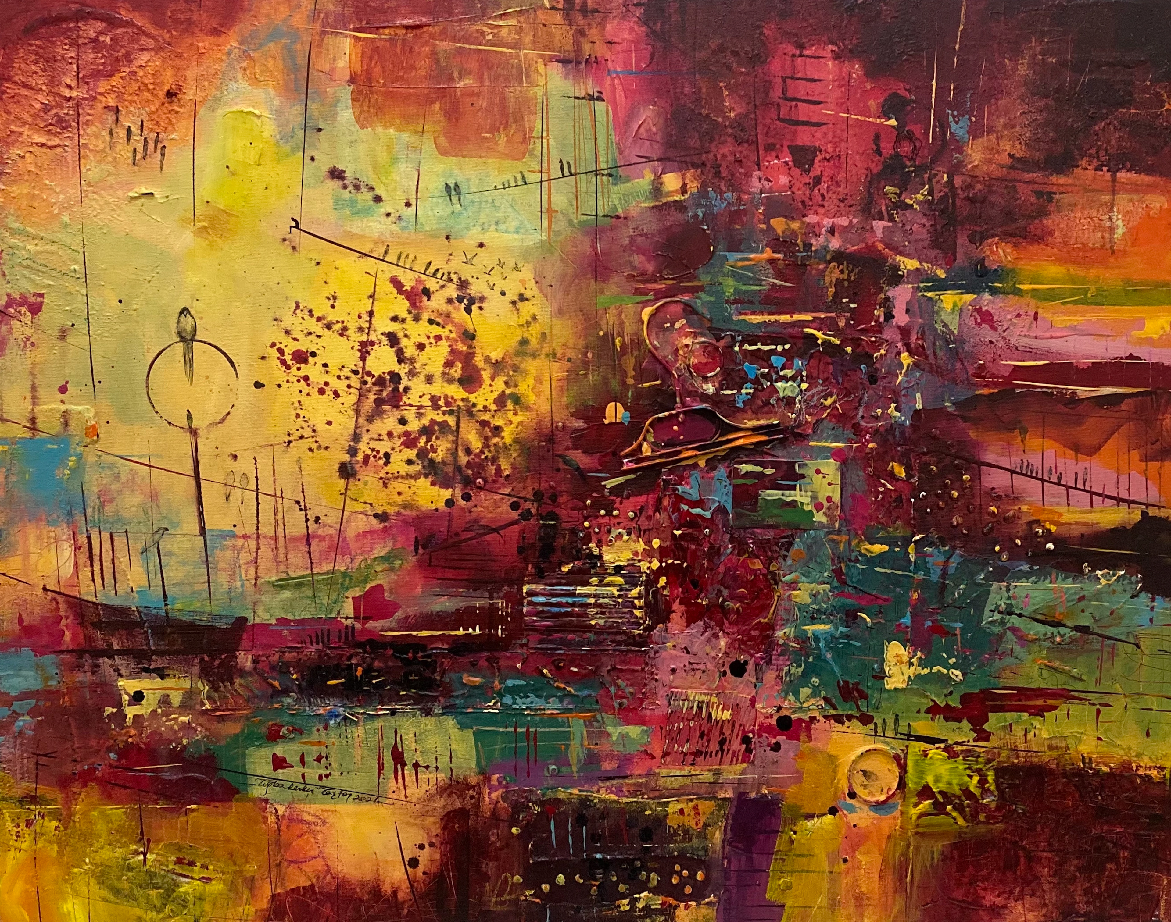 Composition 9, 2021, Mixed Media on Canvas, 73x92 cm