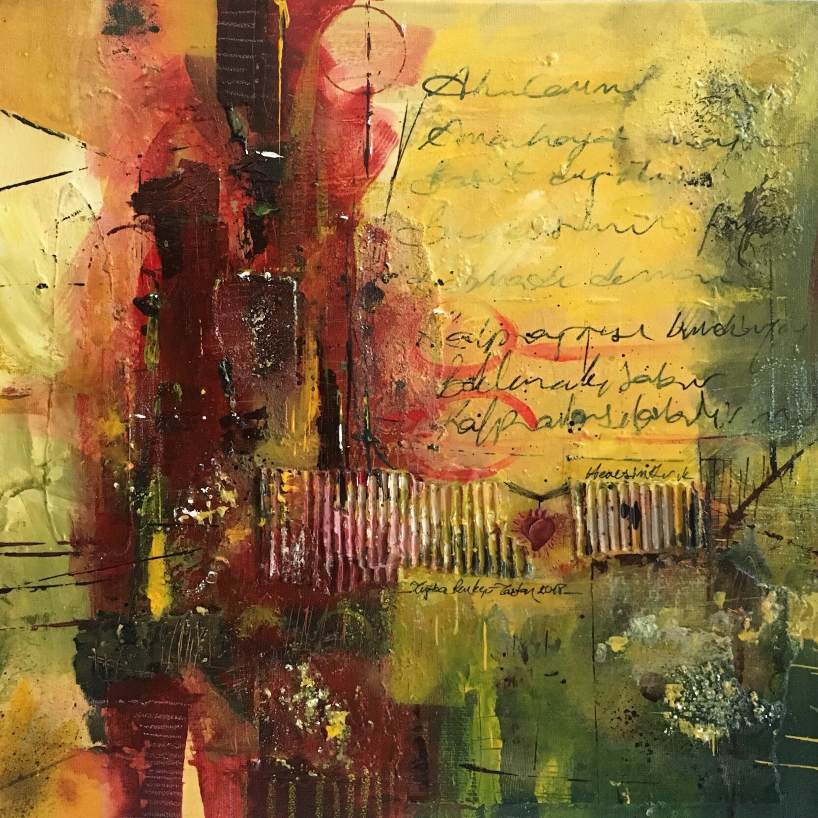 Composition 2, 2018, 50x50 cm, Mixed Media on Canvas, Private Collection