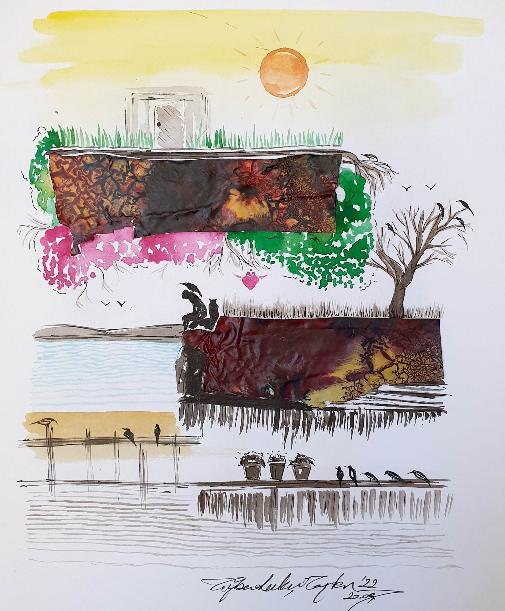 Sketchbook, Composition No: 39, 2022, Mixed media on paper