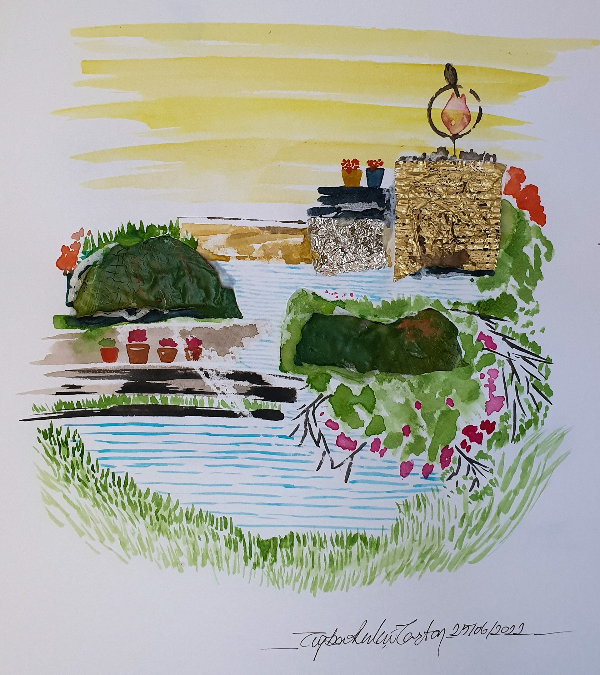 Sketchbook, Composition No: 27, 2022, Mixed media on paper