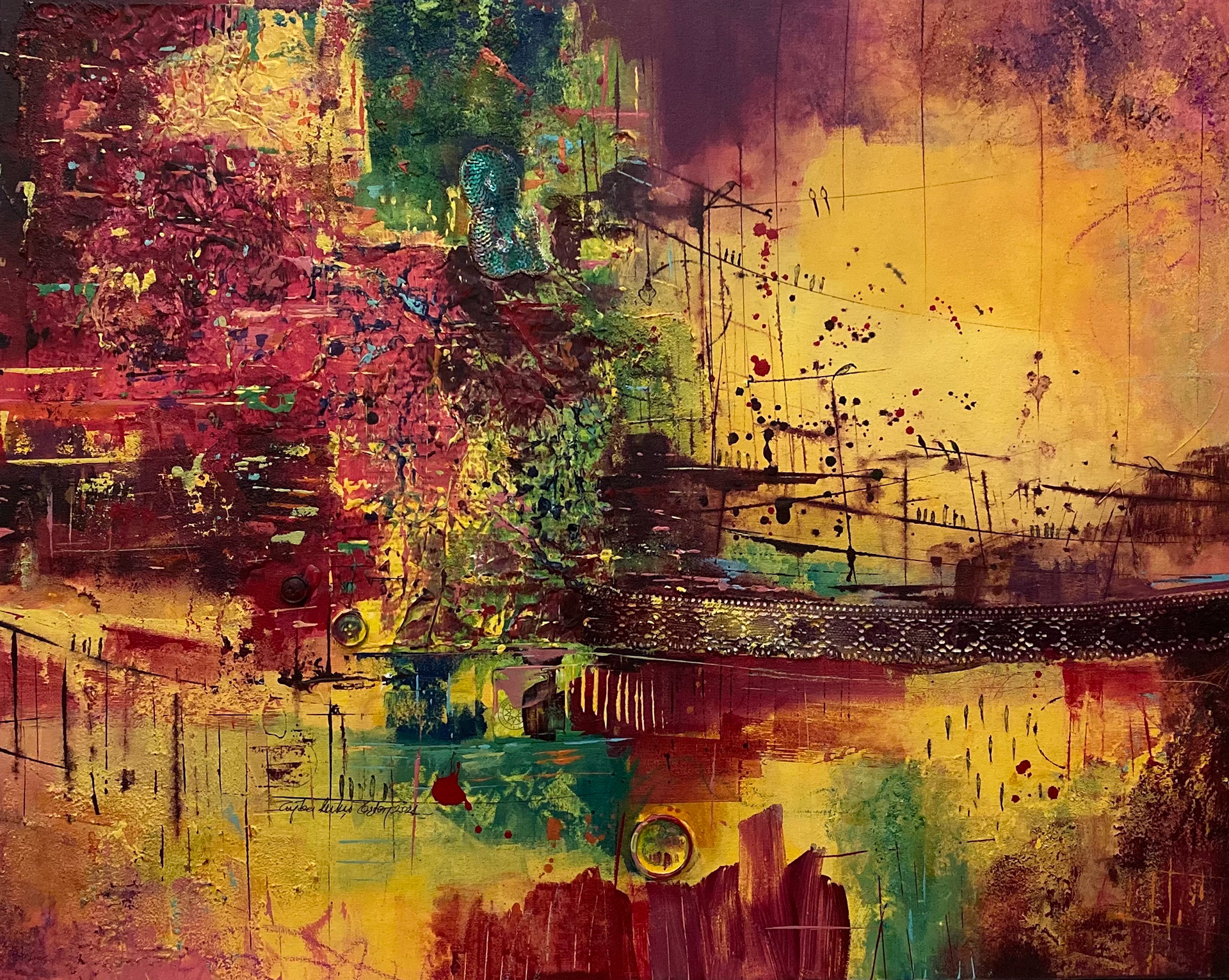 Composition 5, 2021, Mixed Media on Canvas, 73x92 cm