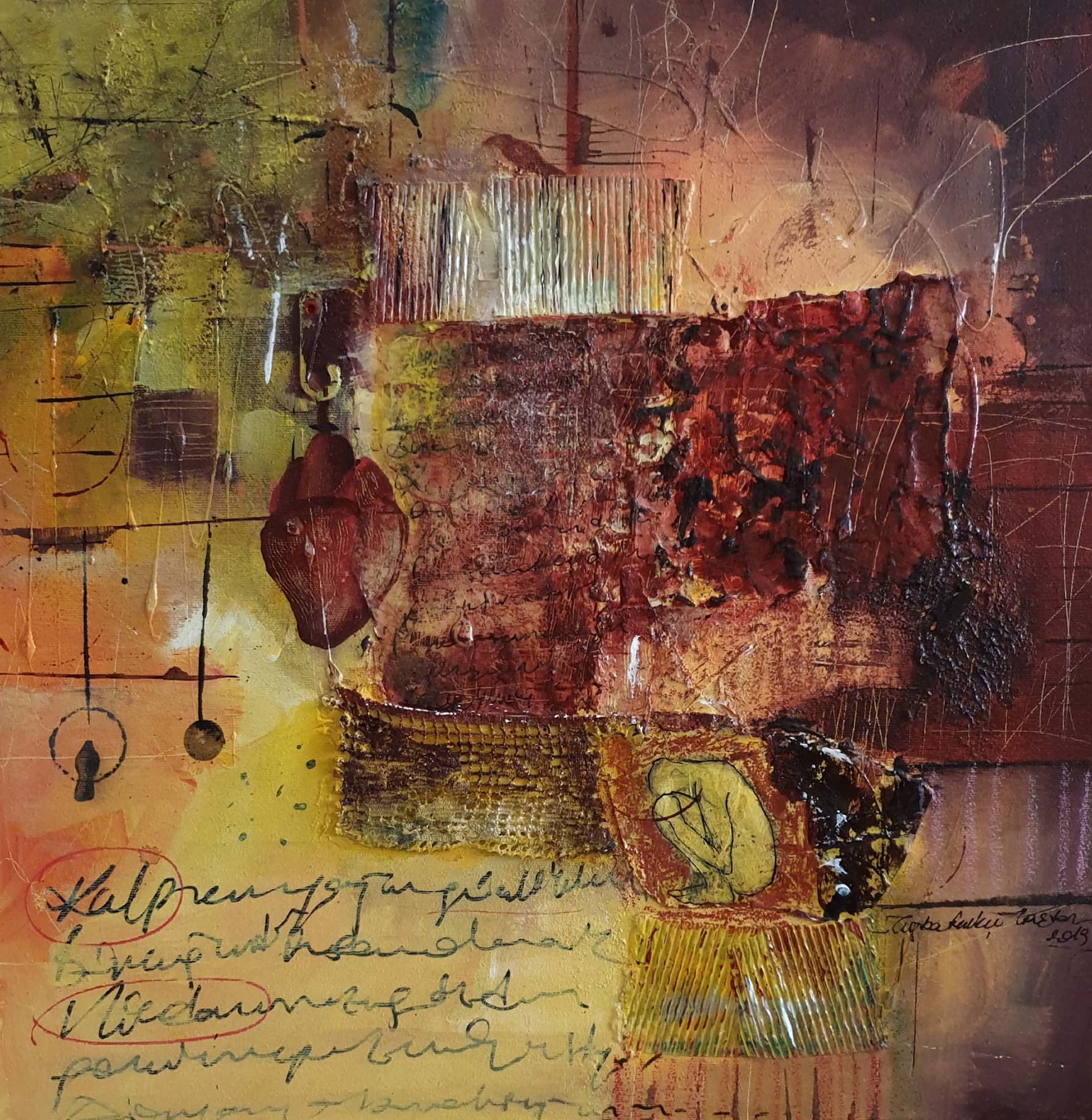 Composition 11, 2019, 50x50 cm, Mixed Media on Canvas