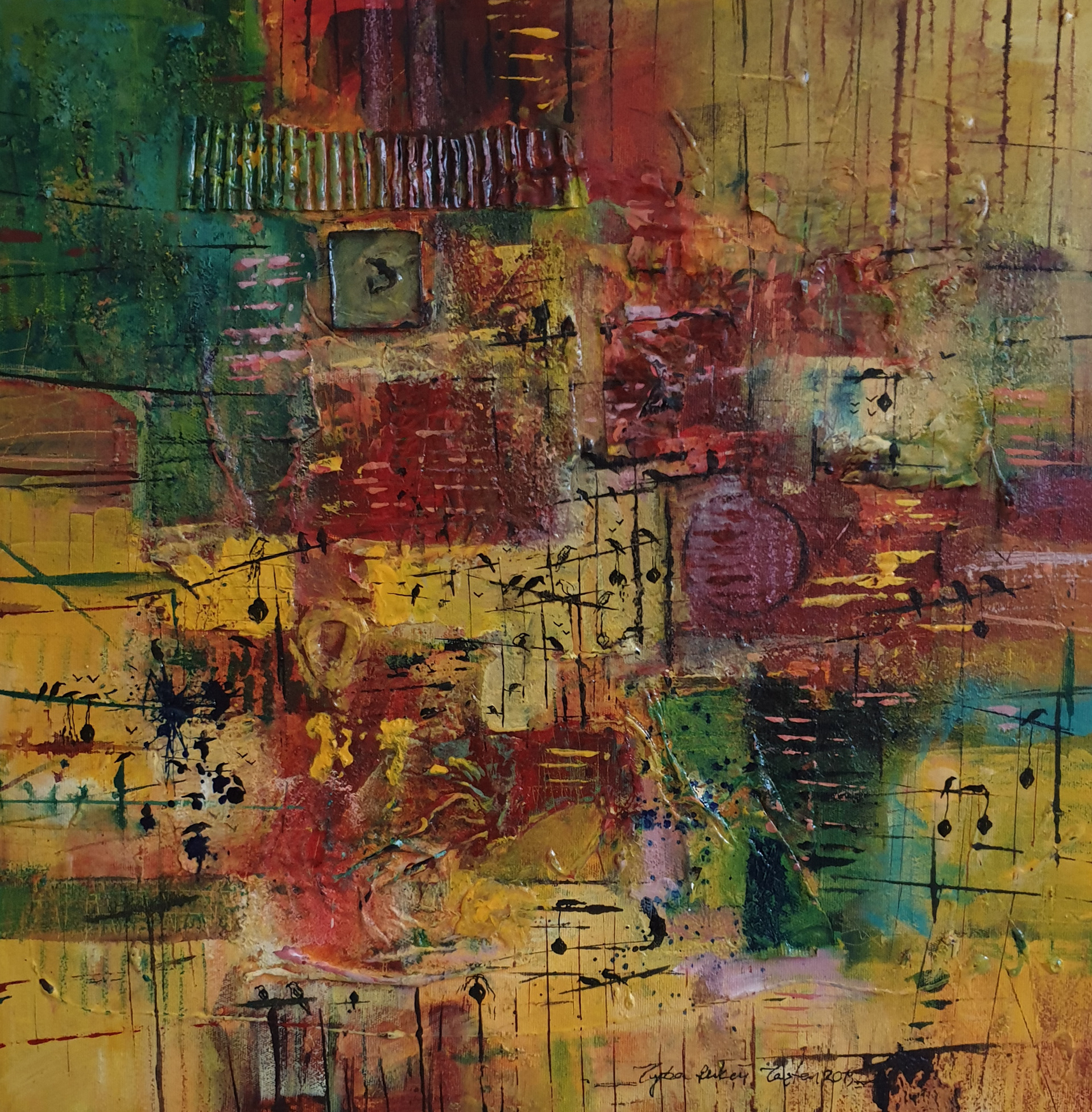 Composition 14, 2019, 50x50 cm, Mixed Media on Canvas, Private Collection.