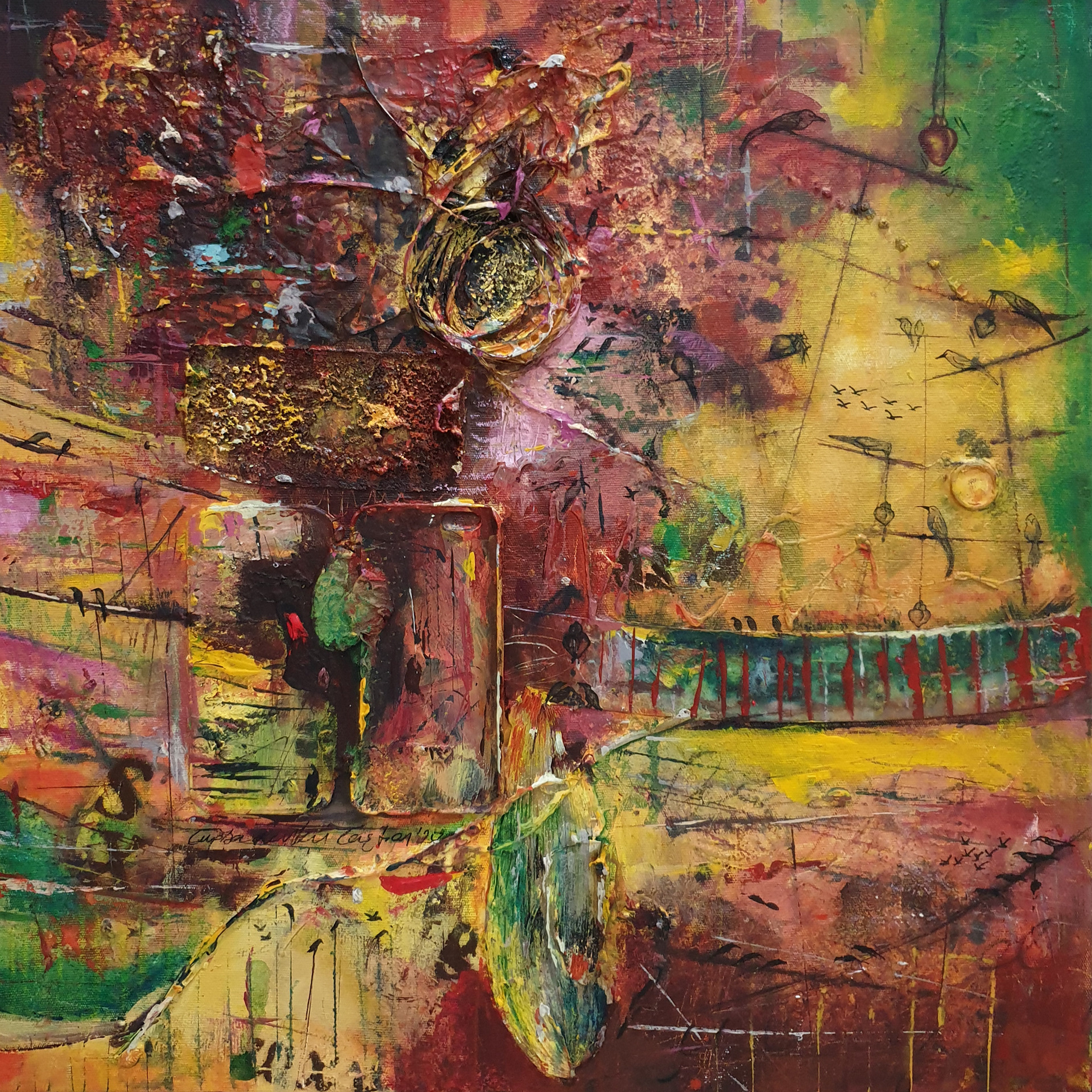 Composition 18, 2020, 50x50 cm, Mixed Media on Canvas