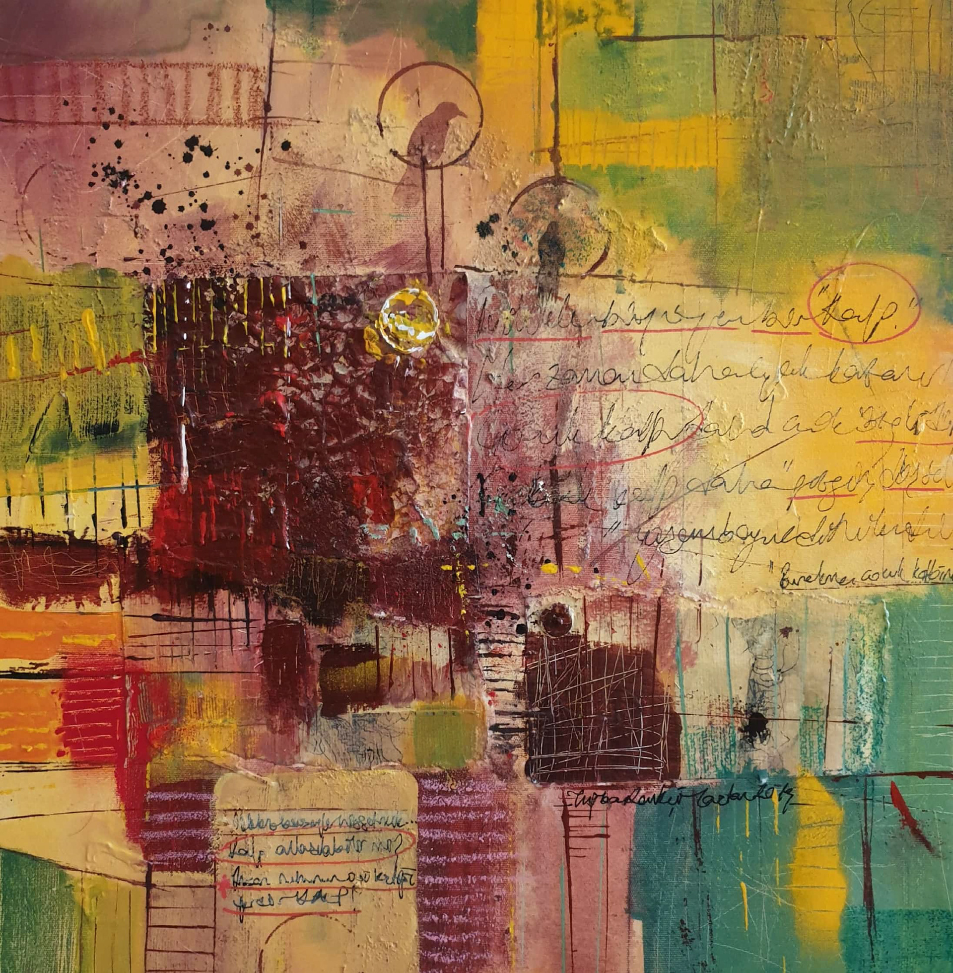 Composition 9, 2019, 50x50 cm, Mixed Media on Canvas