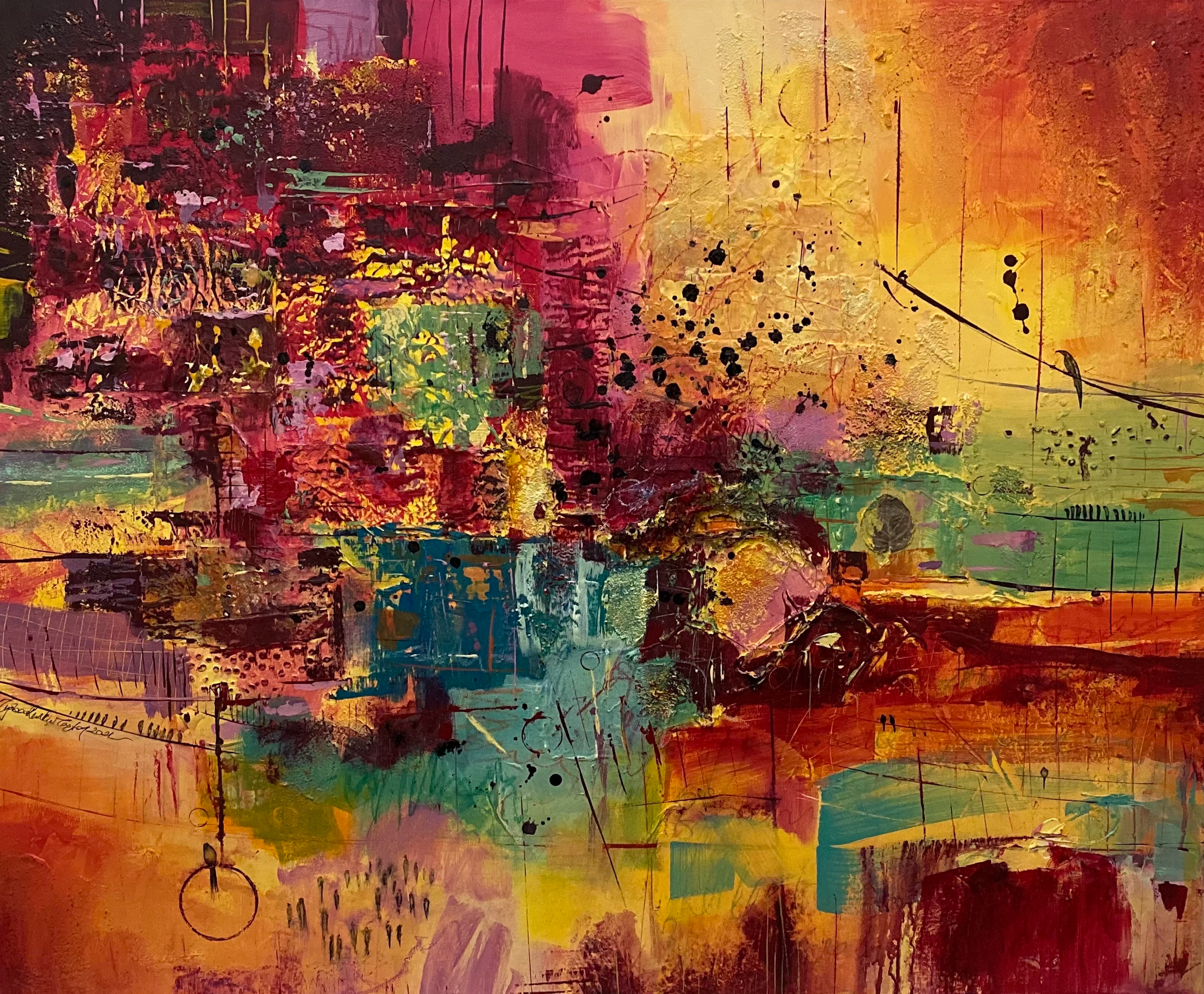 Composition 19, 2021, Mixed Media on Canvas, 89x116 cm