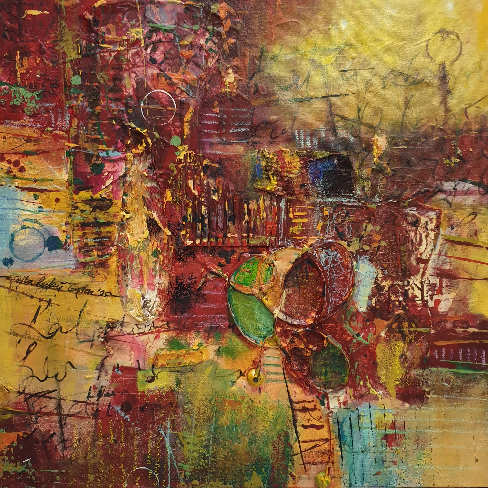 Composition 17, 2020, 50x50 cm, Mixed Media on Canvas, Private Collection