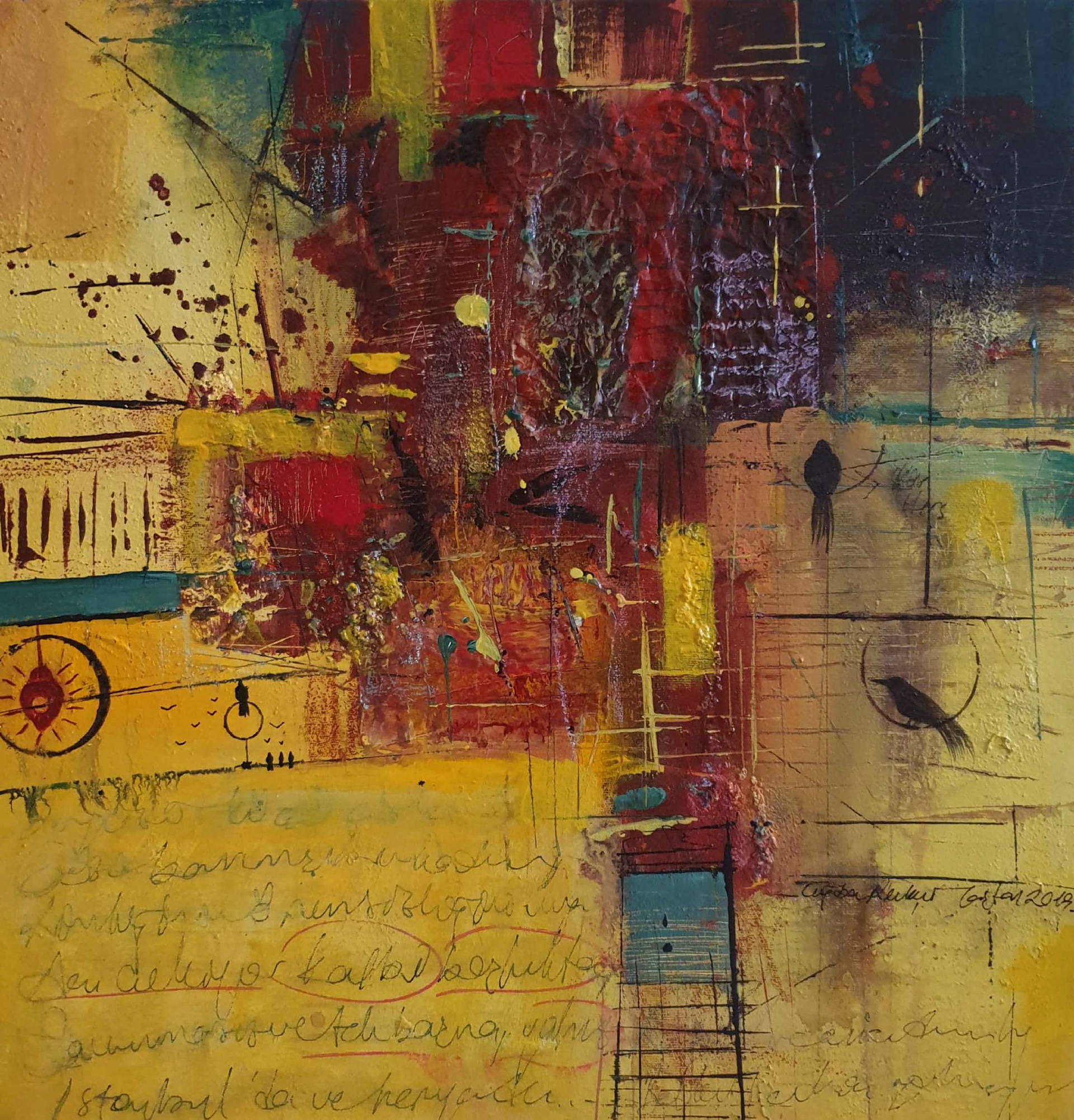 Composition 7, 2019, 50x50 cm, Mixed Media on Canvas