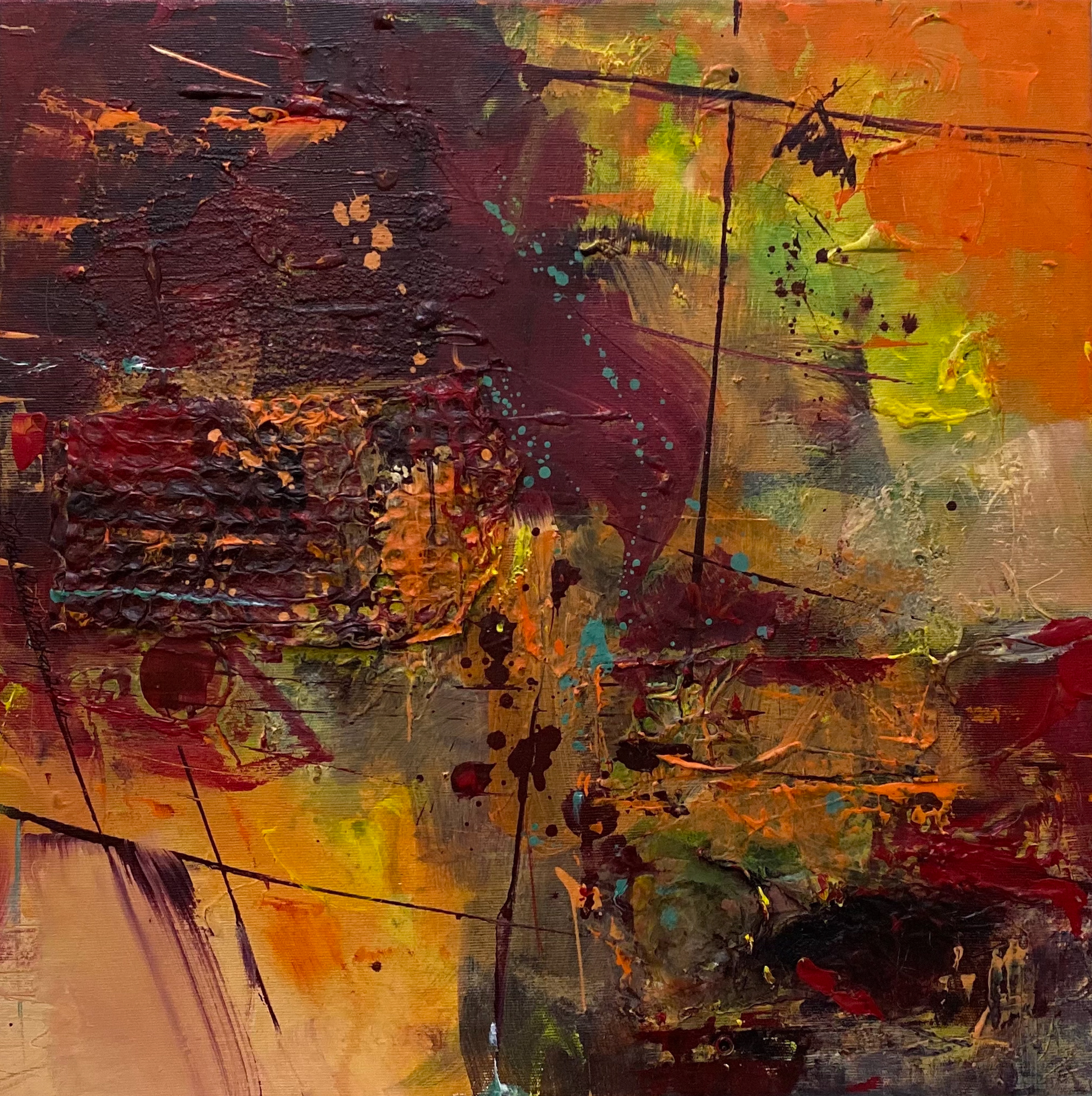 Composition 17, 2021, Mixed Media on Canvas, 45x45 cm