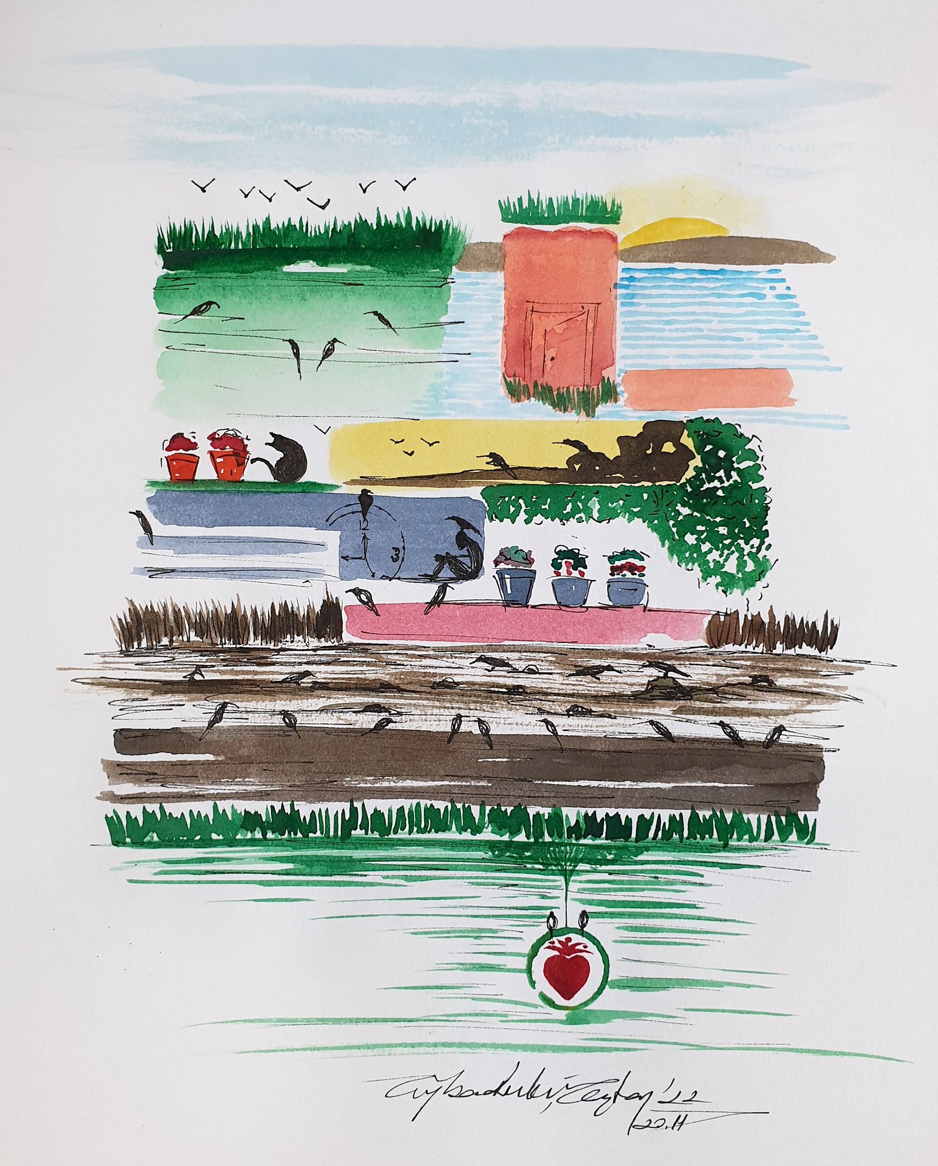 Sketchbook, Composition No: 46, 2022, Mixed media on paper