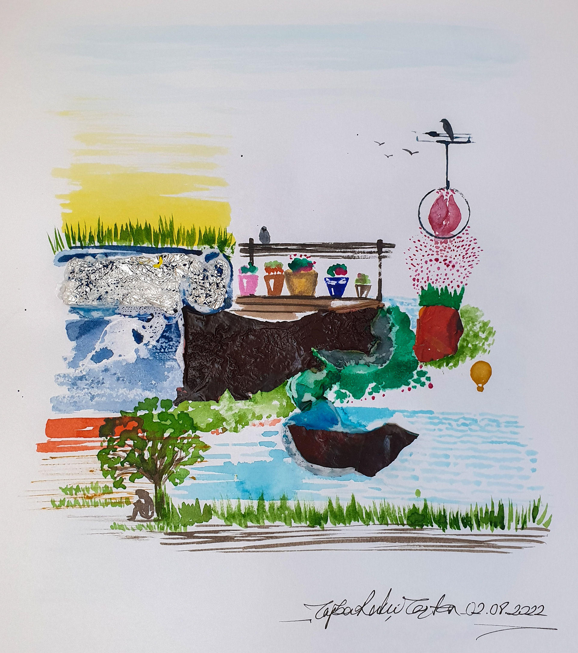 Sketchbook, Composition No: 28, 2022, Mixed media on paper