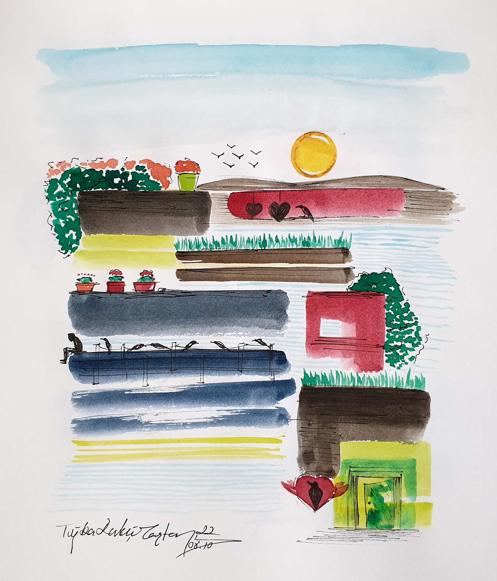 Sketchbook, Composition No: 43, 2022, Mixed media on paper