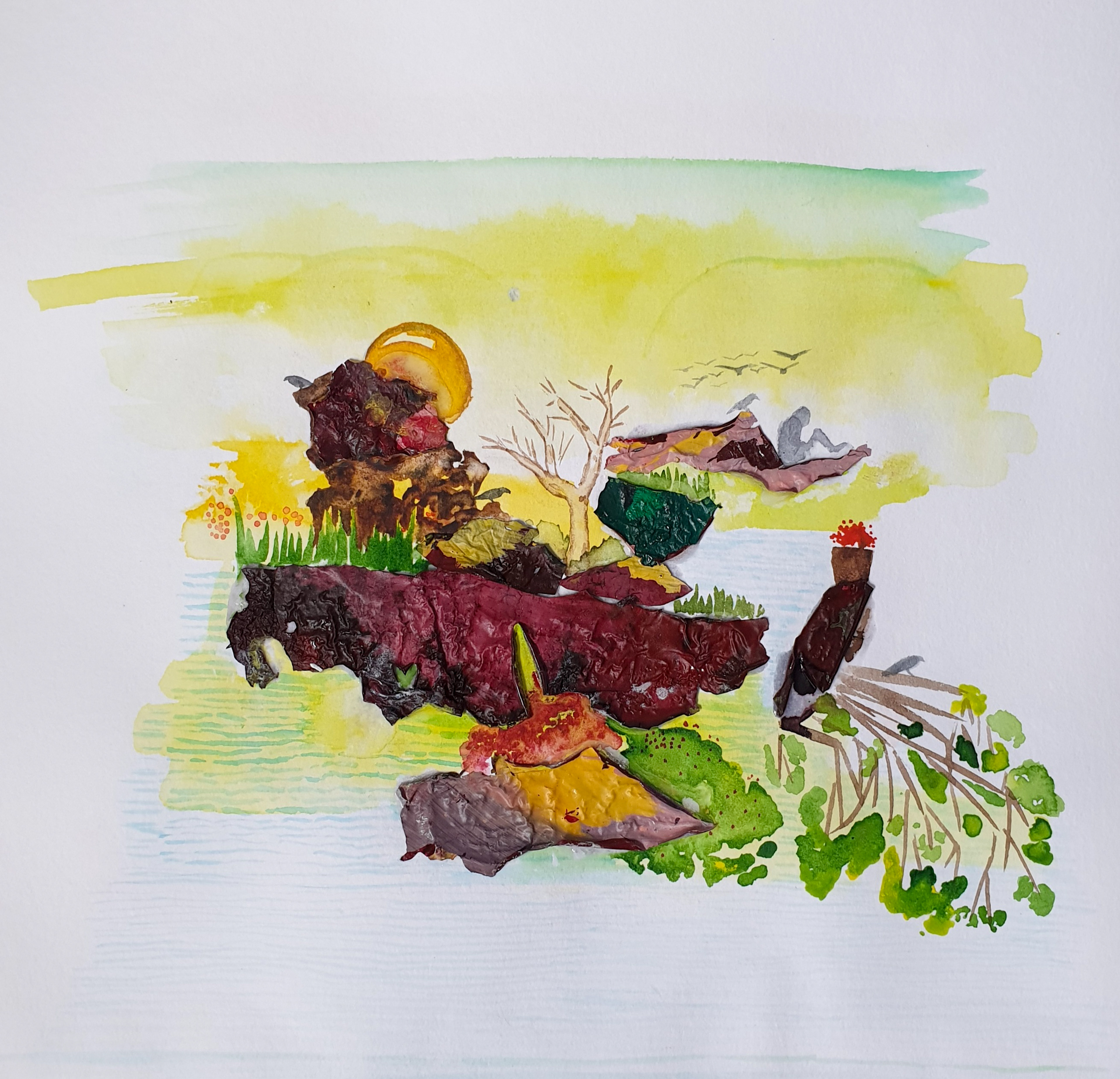 Sketchbook, Composition No: 22, 2022, Mixed media on paper