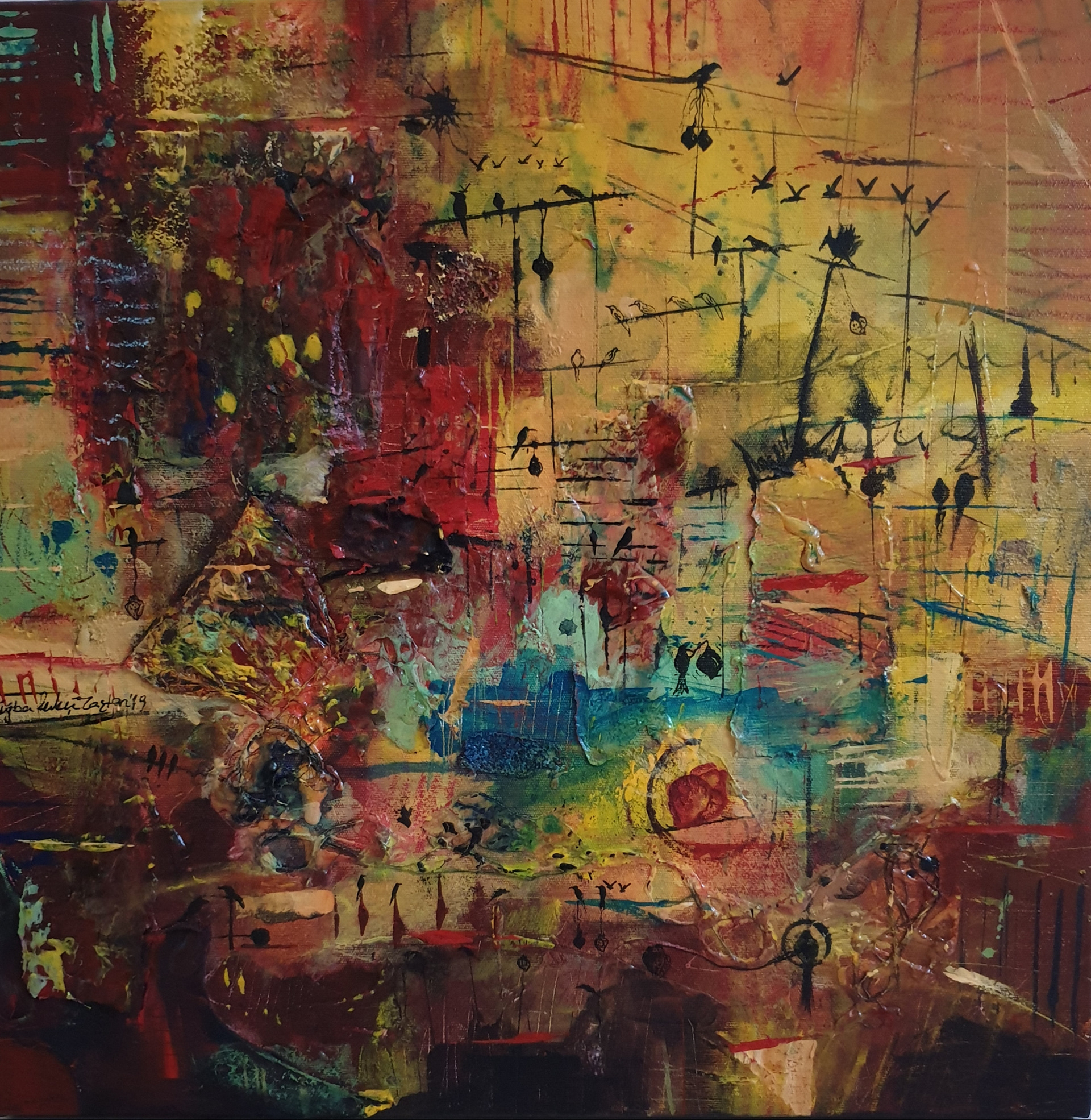 Composition 15, 2019, 50x50 cm, Mixed Media on Canvas, Private Collection