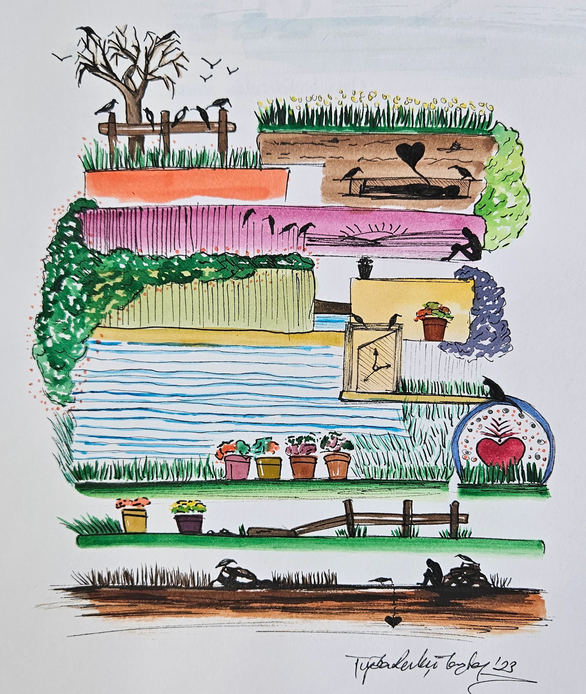 Sketchbook, Composition No: 49, 2023, Mixed media on paper