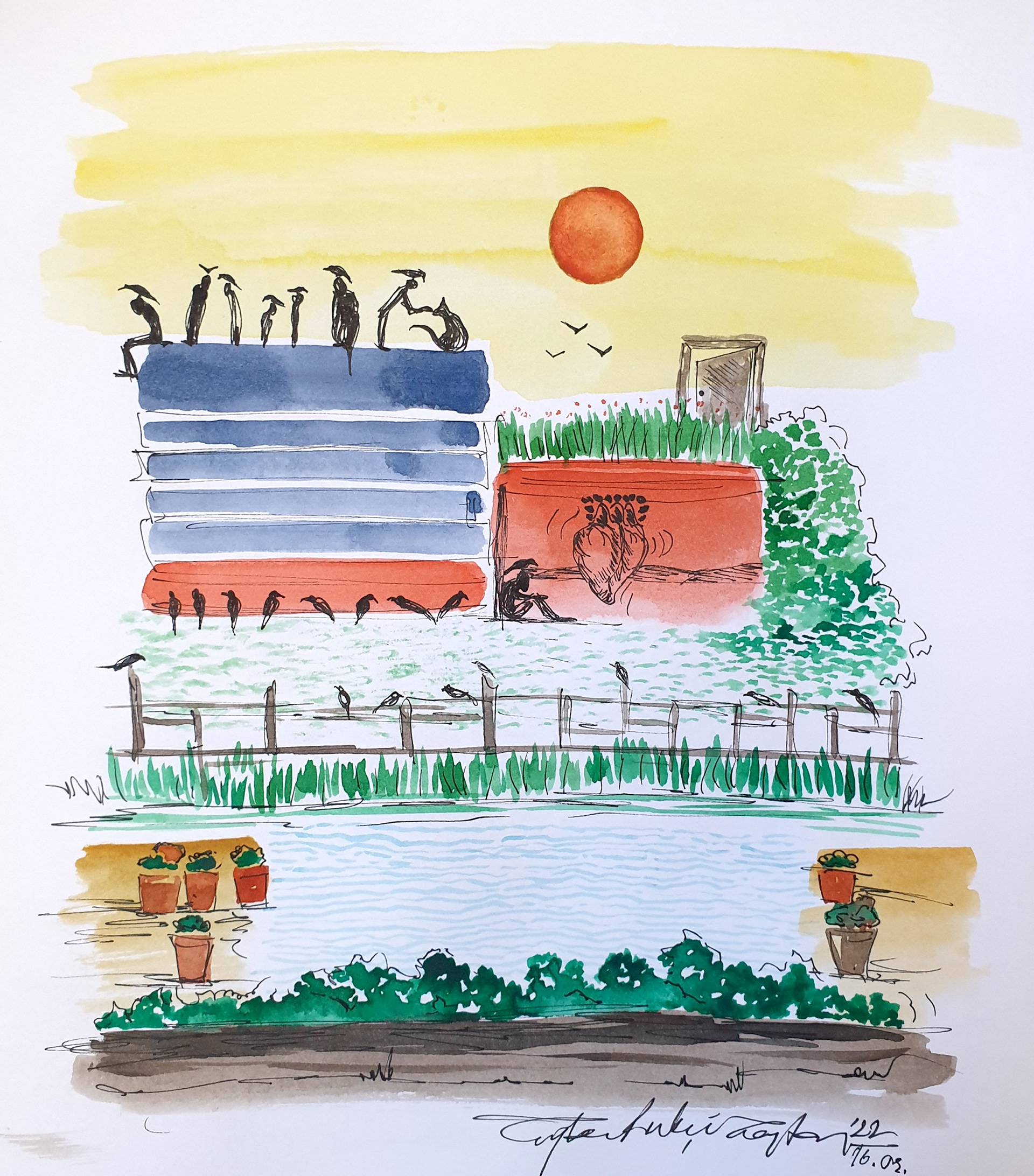 Sketchbook, Composition No: 37, 2022, Mixed media on paper