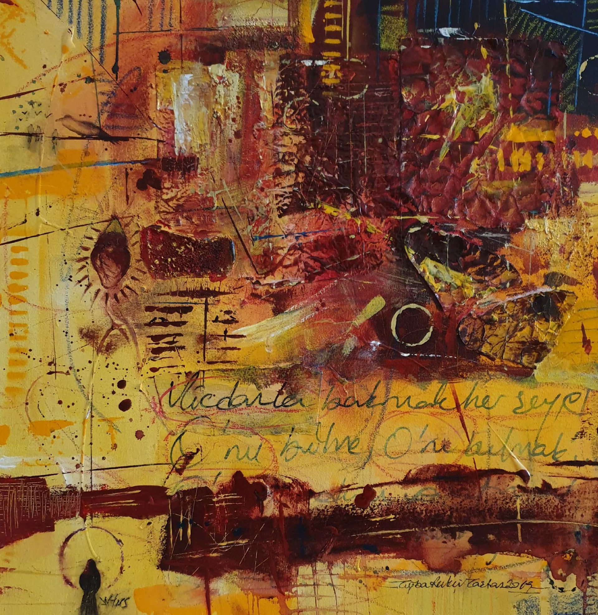 Composition 10, 2019, 50x50 cm, Mixed Media on Canvas