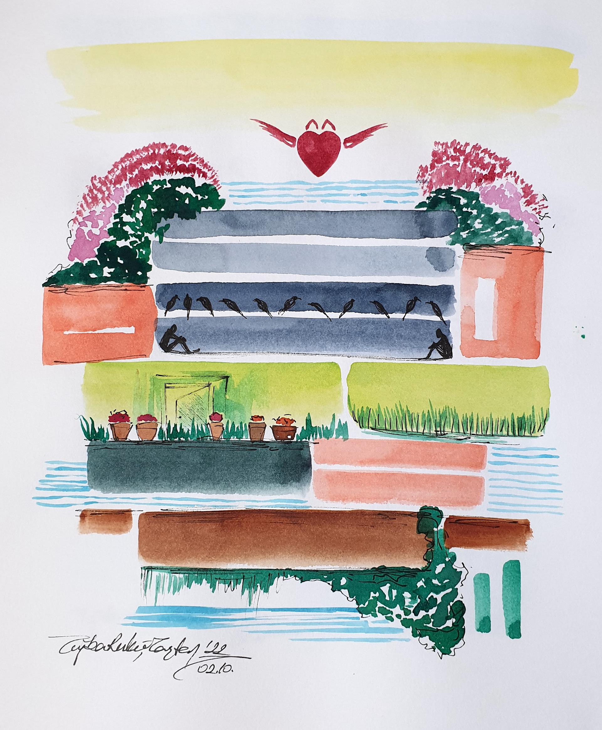 Sketchbook, Composition No: 42, 2022, Mixed media on paper