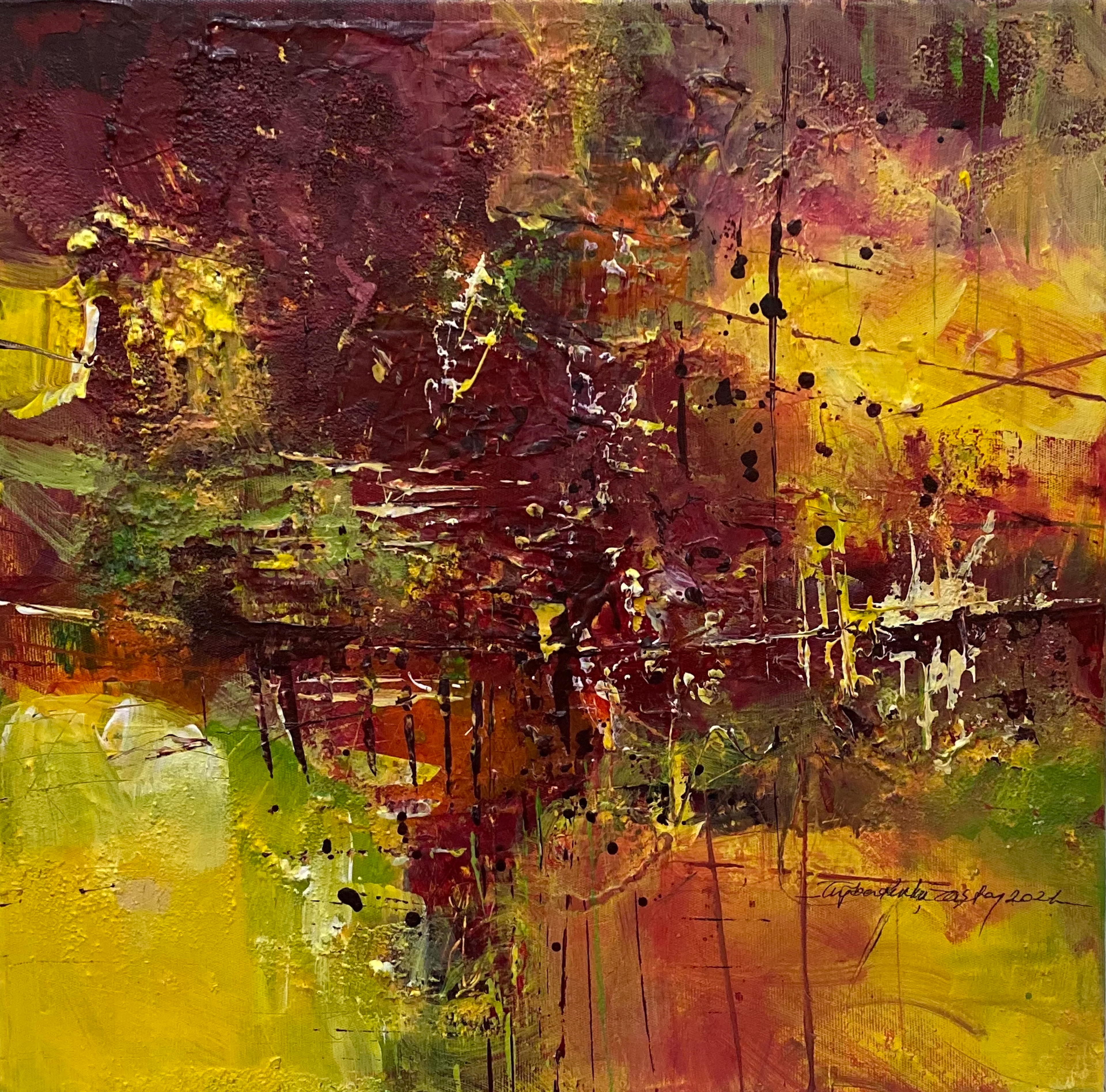 Composition 15, 2021, Mixed Media on Canvas, 45x45 cm