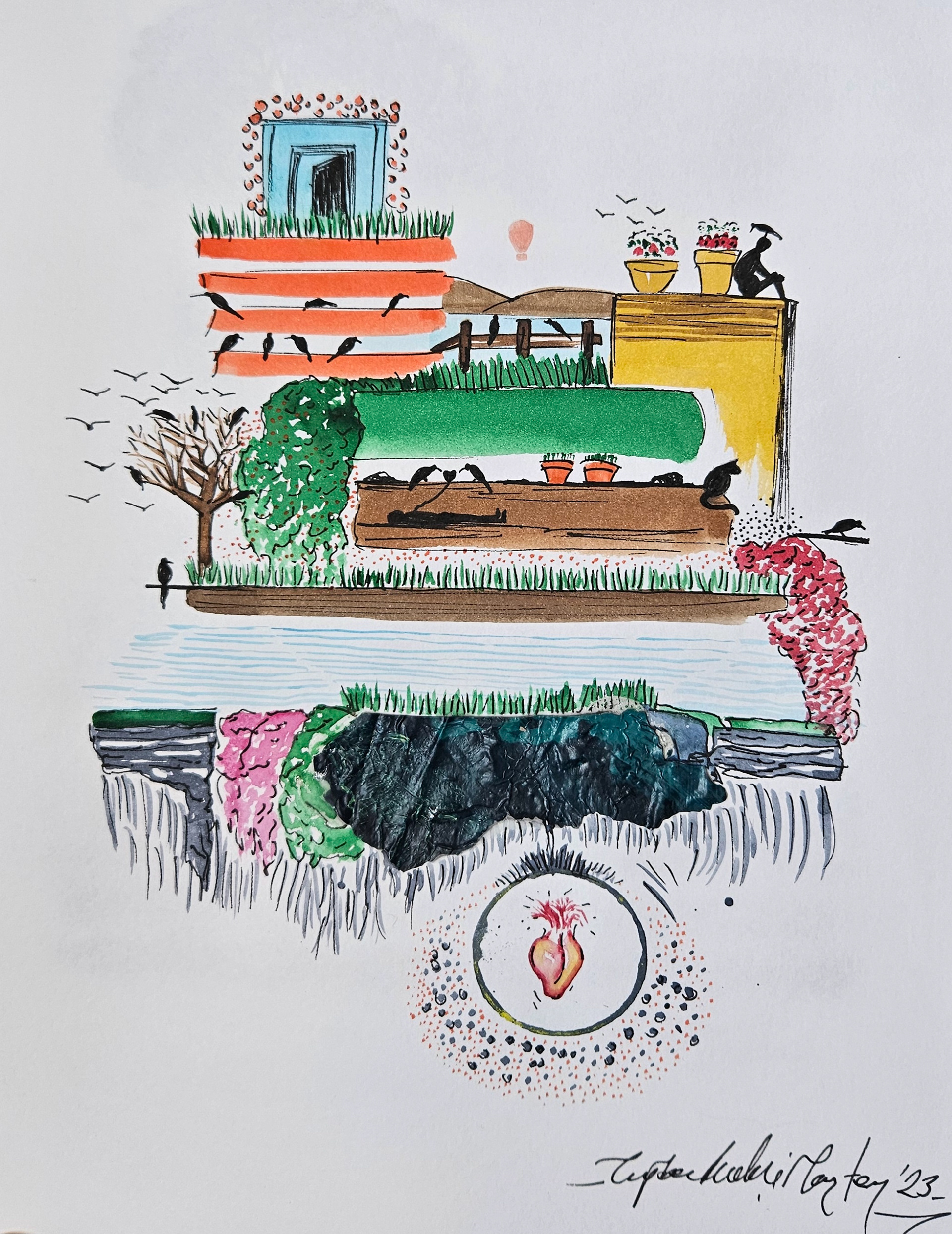 Sketchbook, Composition No: 47, 2023, Mixed media on paper