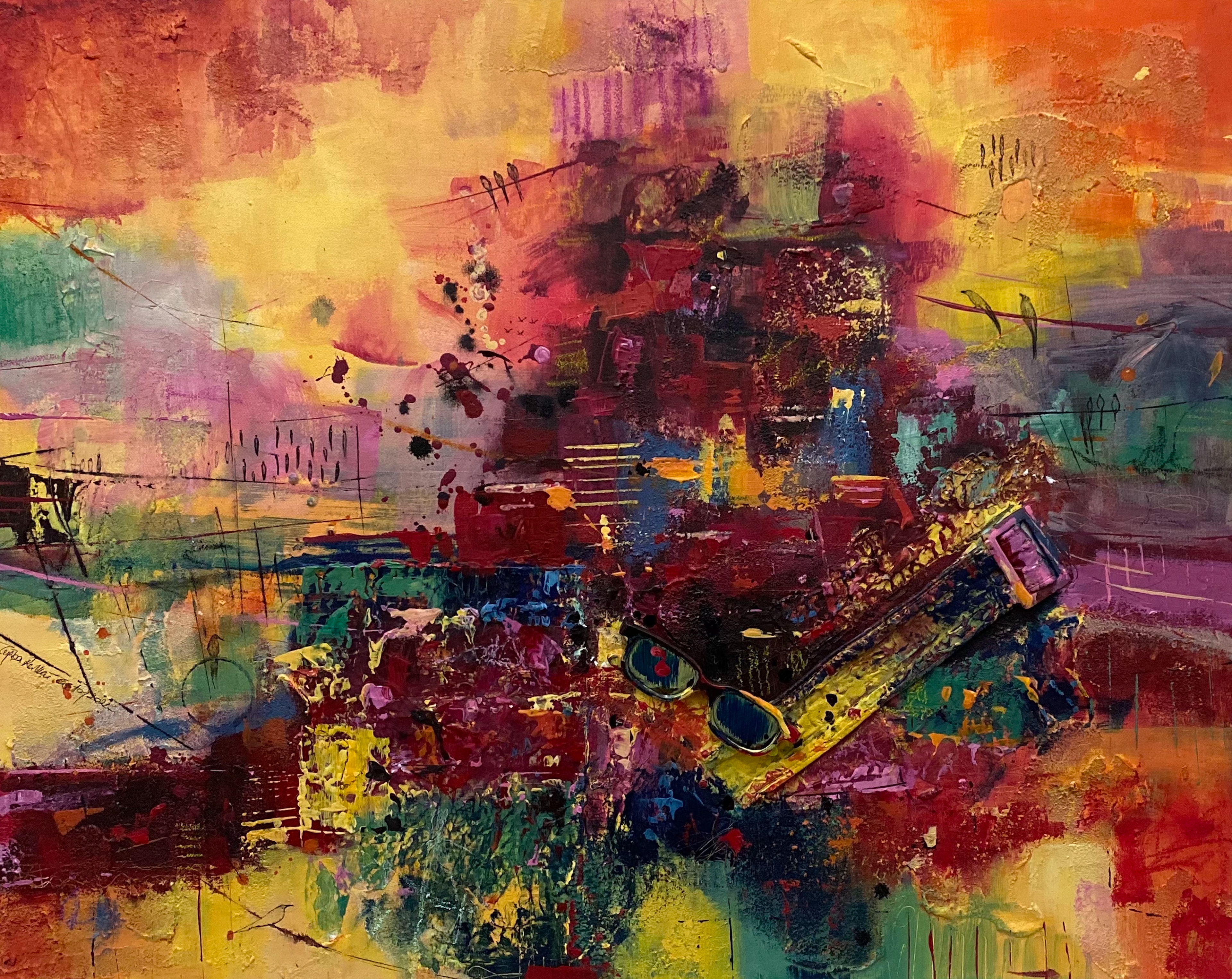 Composition 4 2021, Mixed Media on Canvas, 73x92 cm