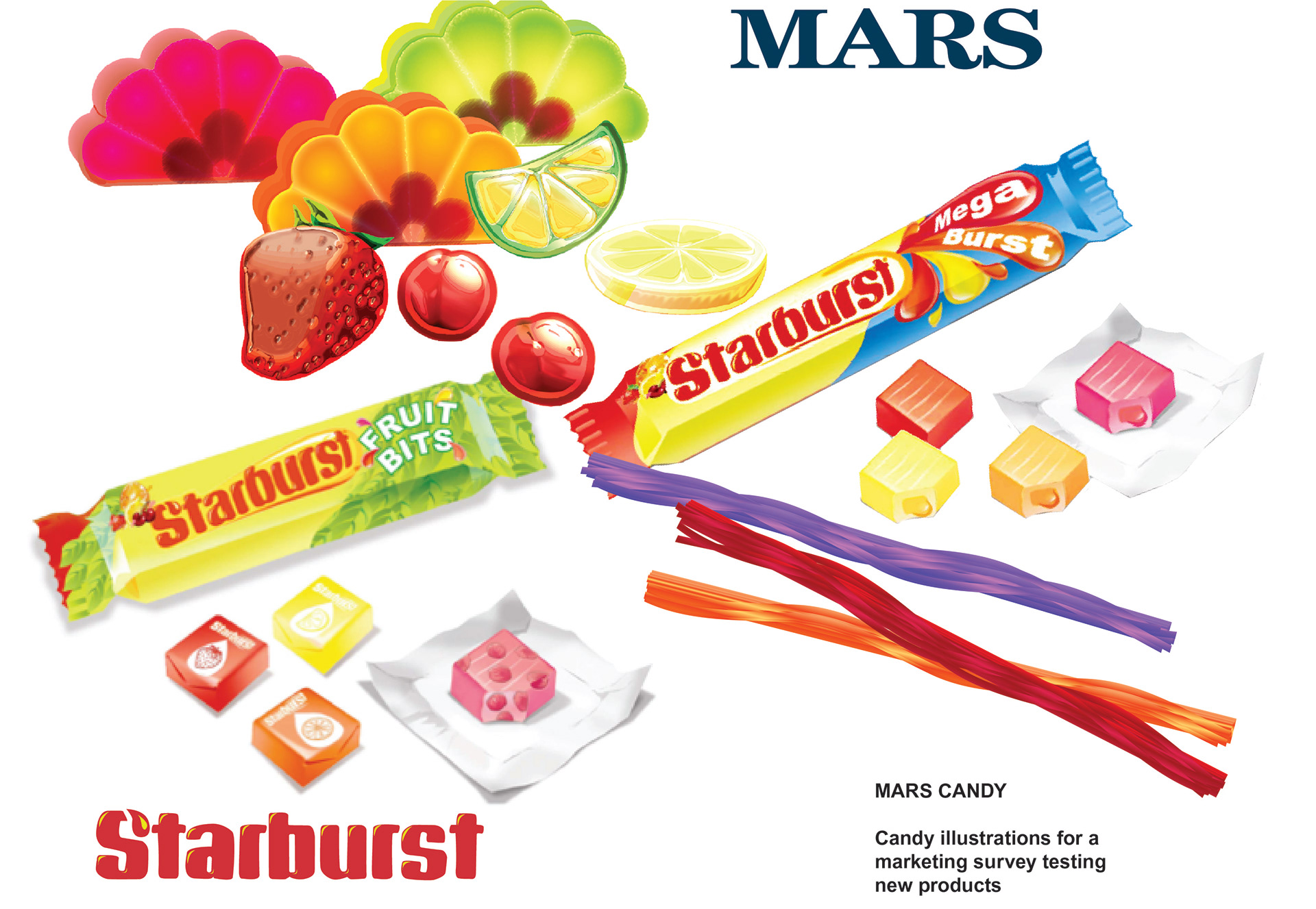 MARS 250 different candy illustrations for marketing study