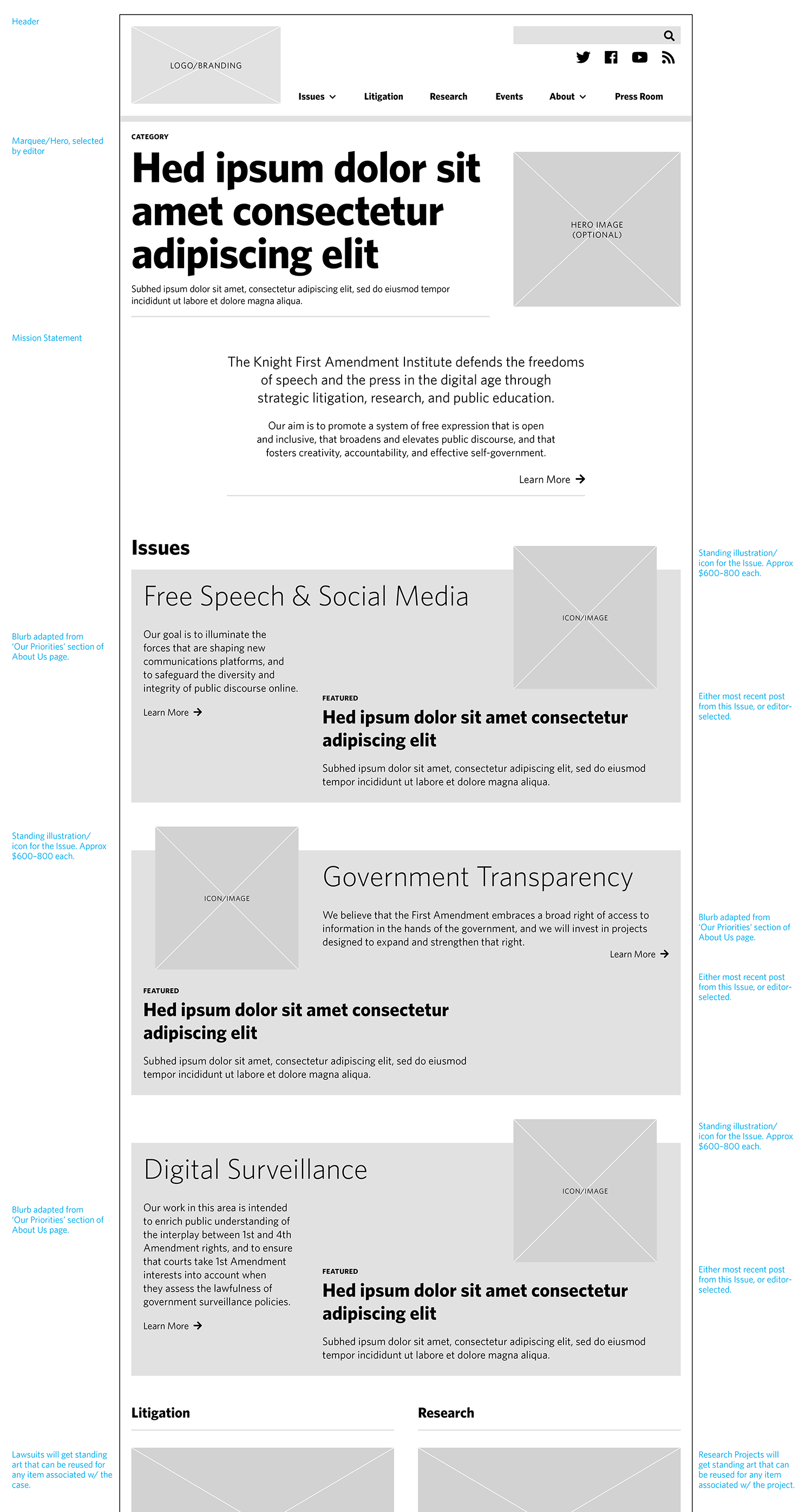 home page wireframe