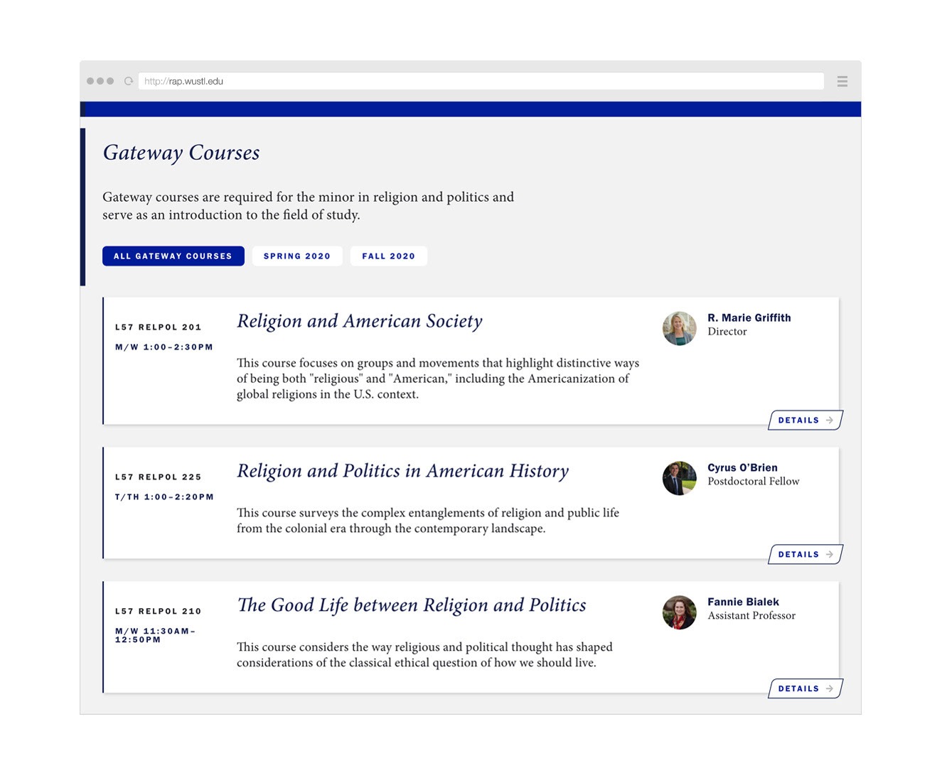course listings
