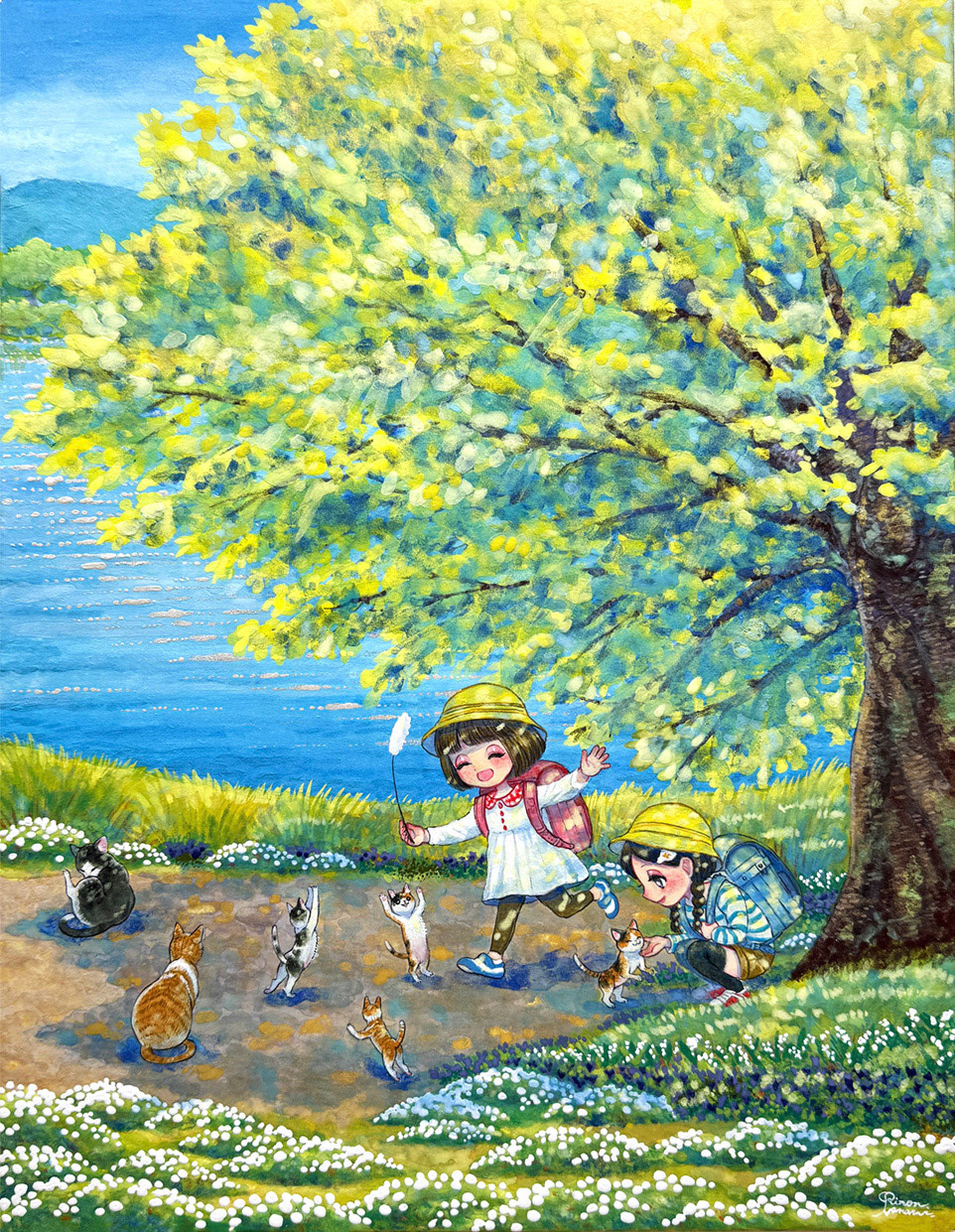 〈いのちはかがやく〉2025.5制作/410×318mm/使用画材:岩絵具、雲母、木製パネル、和紙