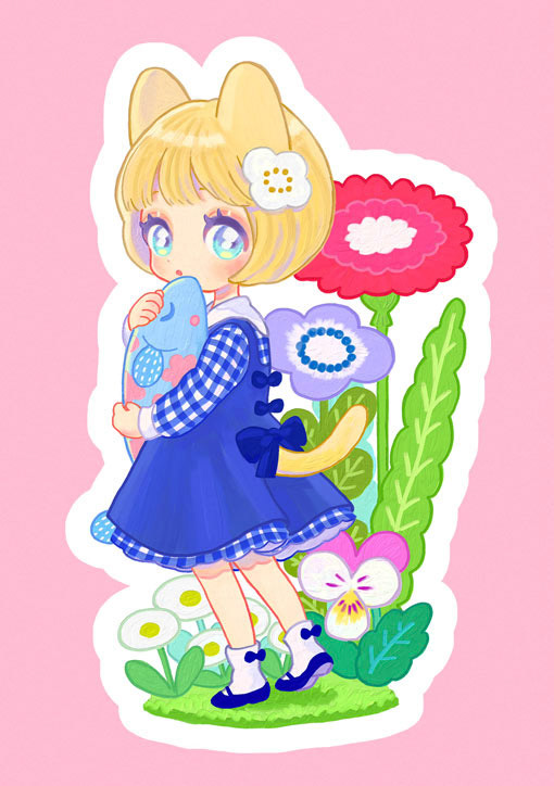 〈かわいいあのこ〉2022.2制作/使用ソフト:Adobe Fresco