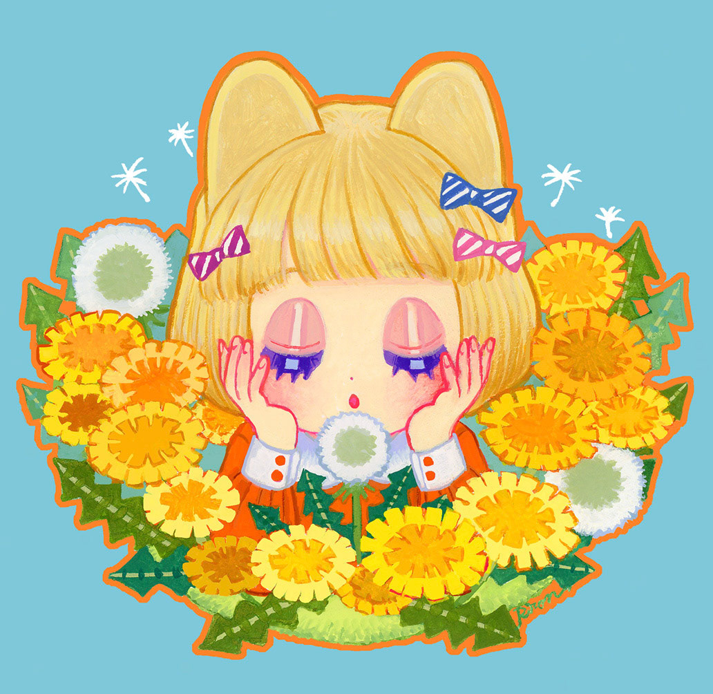 〈たんぽぽ〉2023制作/100×100mm/使用画材：アクリルガッシュ（個人蔵）