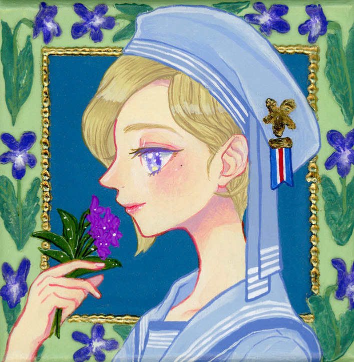 2022.6制作/100×100mm/使用画材：アクリルガッシュ・モデリングペースト・箔