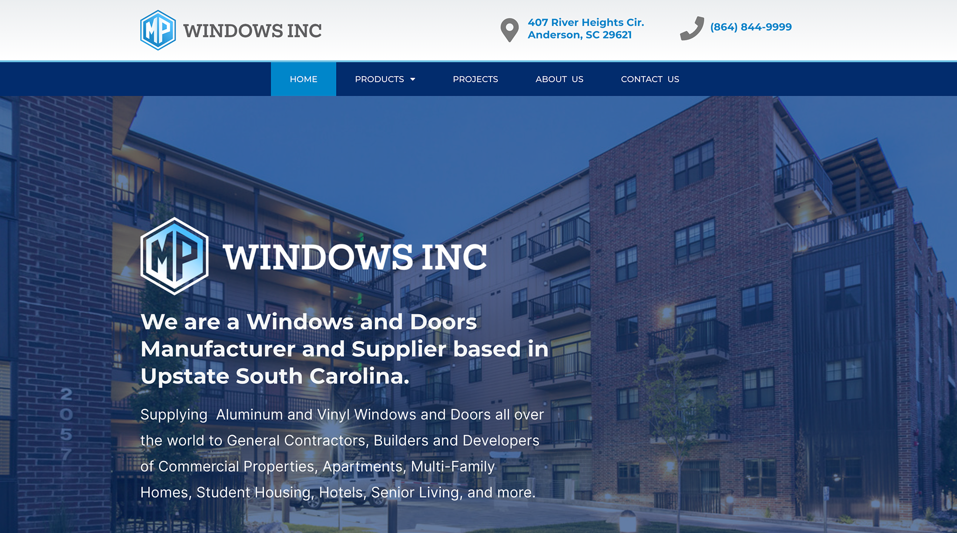 Complete website redesign for MP Windows, Inc