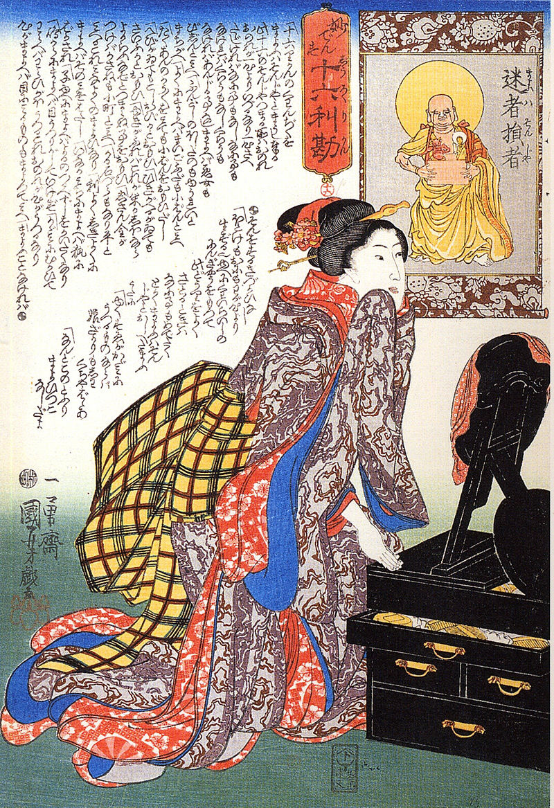 Frau vor dem Spiegel - Utagawa Kuniyoshi