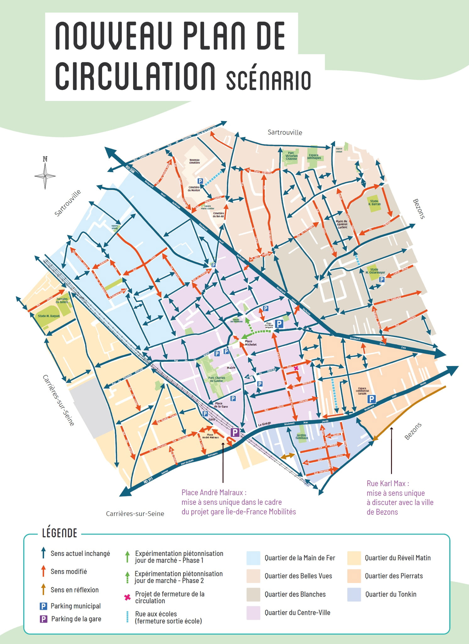 Image du nouveau plan de circulation à Houilles
