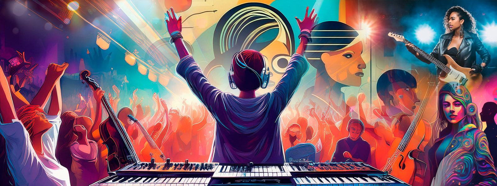 Illustration de la culture, DJ, musique, concert et musiciens