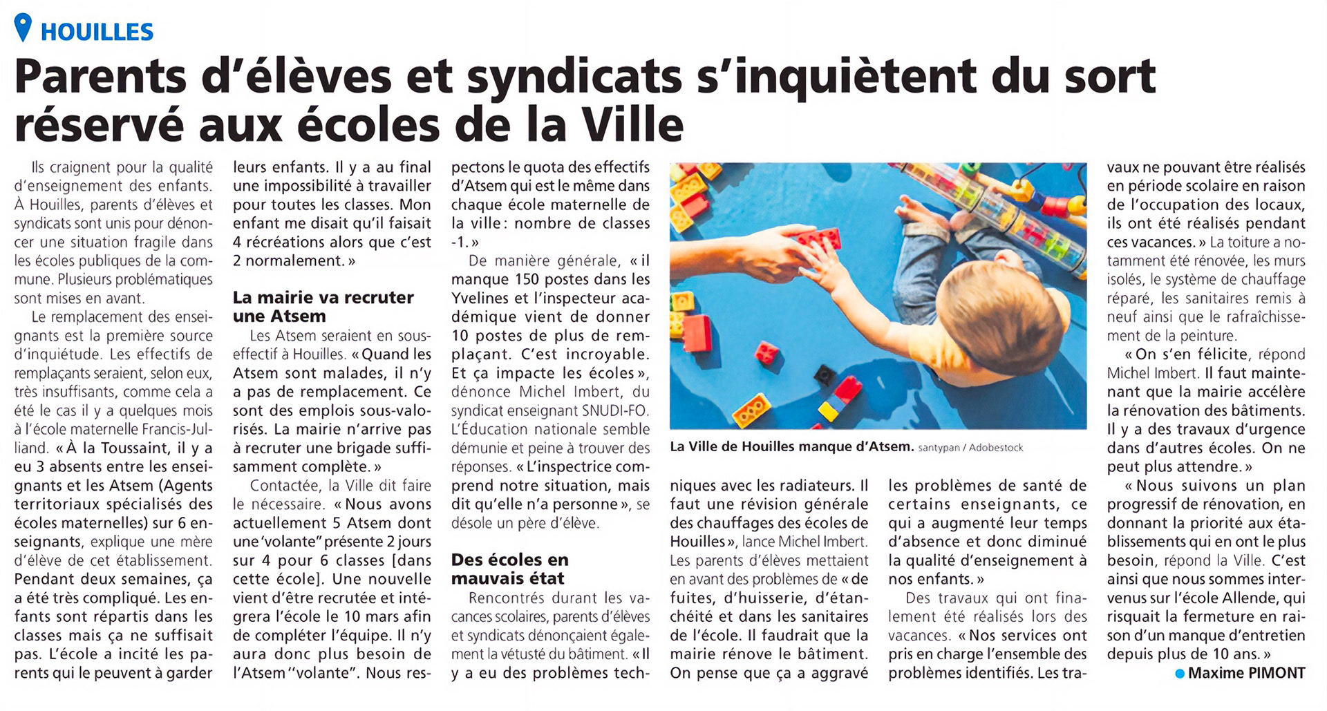 Extrait de l'article sur les problèmes dans les école de Houilles