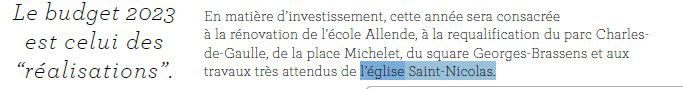 extrait du texte du budget 2023 à Houilles